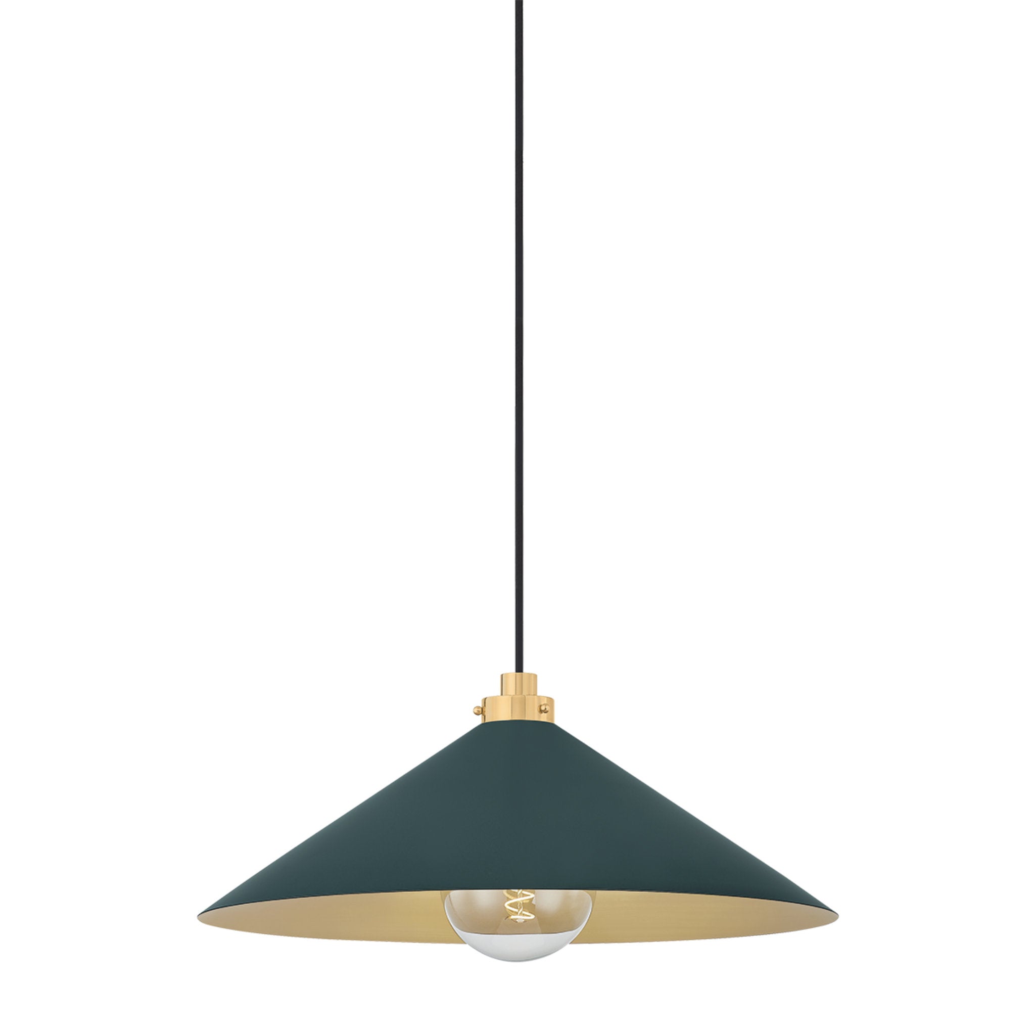 Clivedon 1-Light Pendant in Aged Brass by Mark D. Sikes 20W x 8.5H (Soft Studio Green)