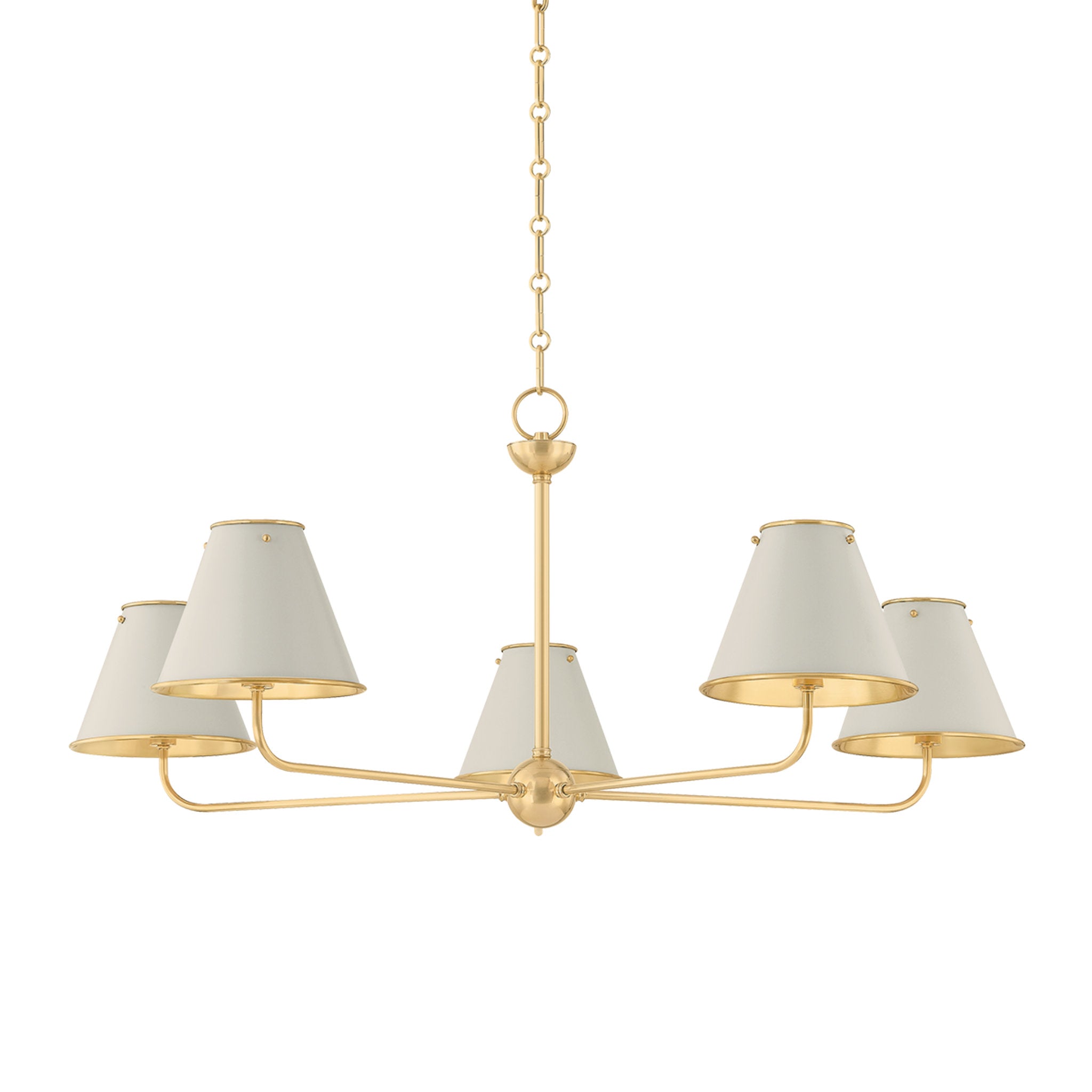 Burghley 5-Light Chandelier in Aged Brass by Mark D. Sikes 43W x 18.25H (Off-White)
