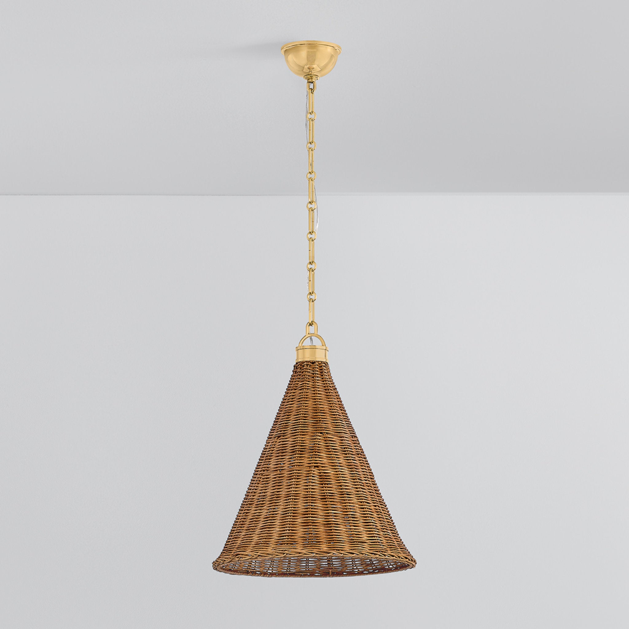 Kensington 1-Light Pendant in Aged Brass by Mark D. Sikes 14.75W x 19H