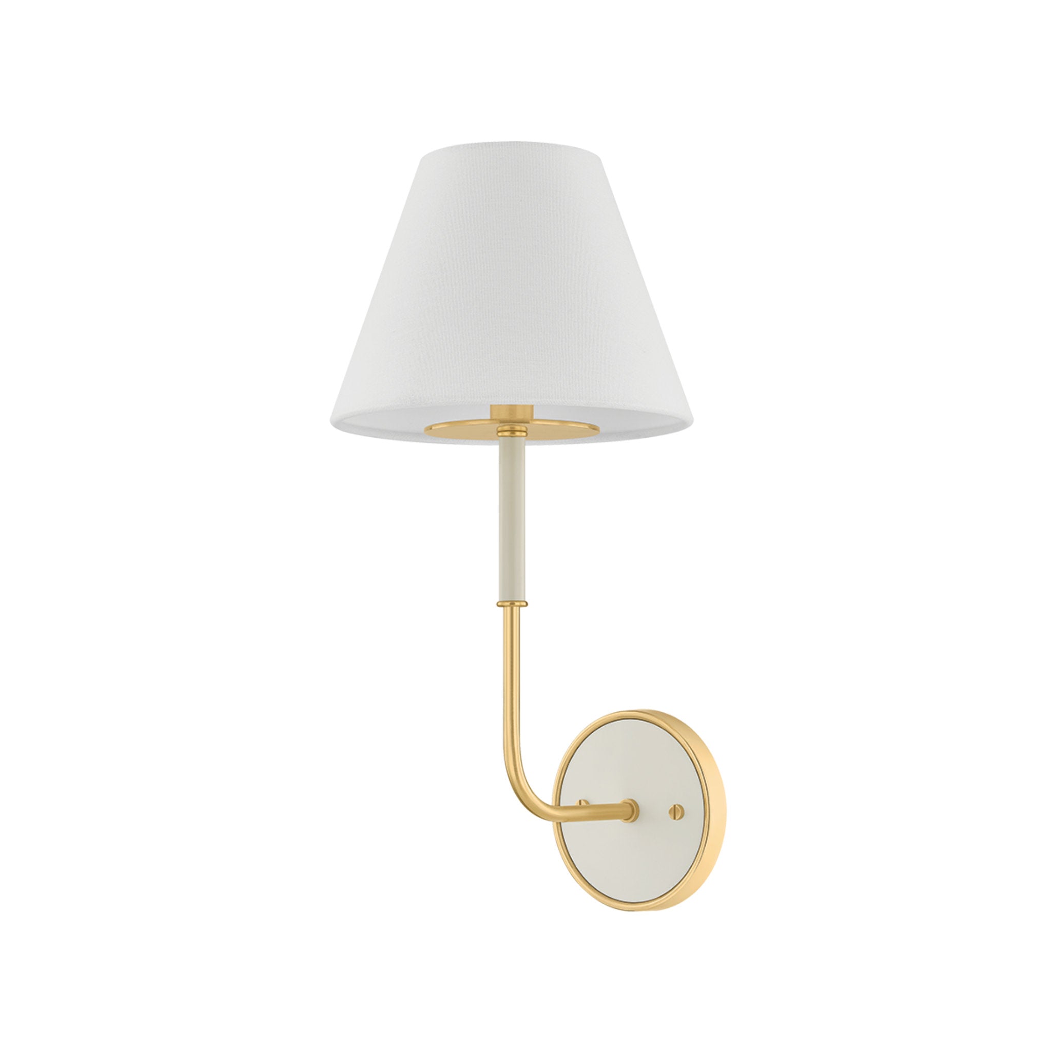 Wedgewood 1-Light Wall Sconce in Aged Brass by Mark D. Sikes 8W x 17H (Off-White)