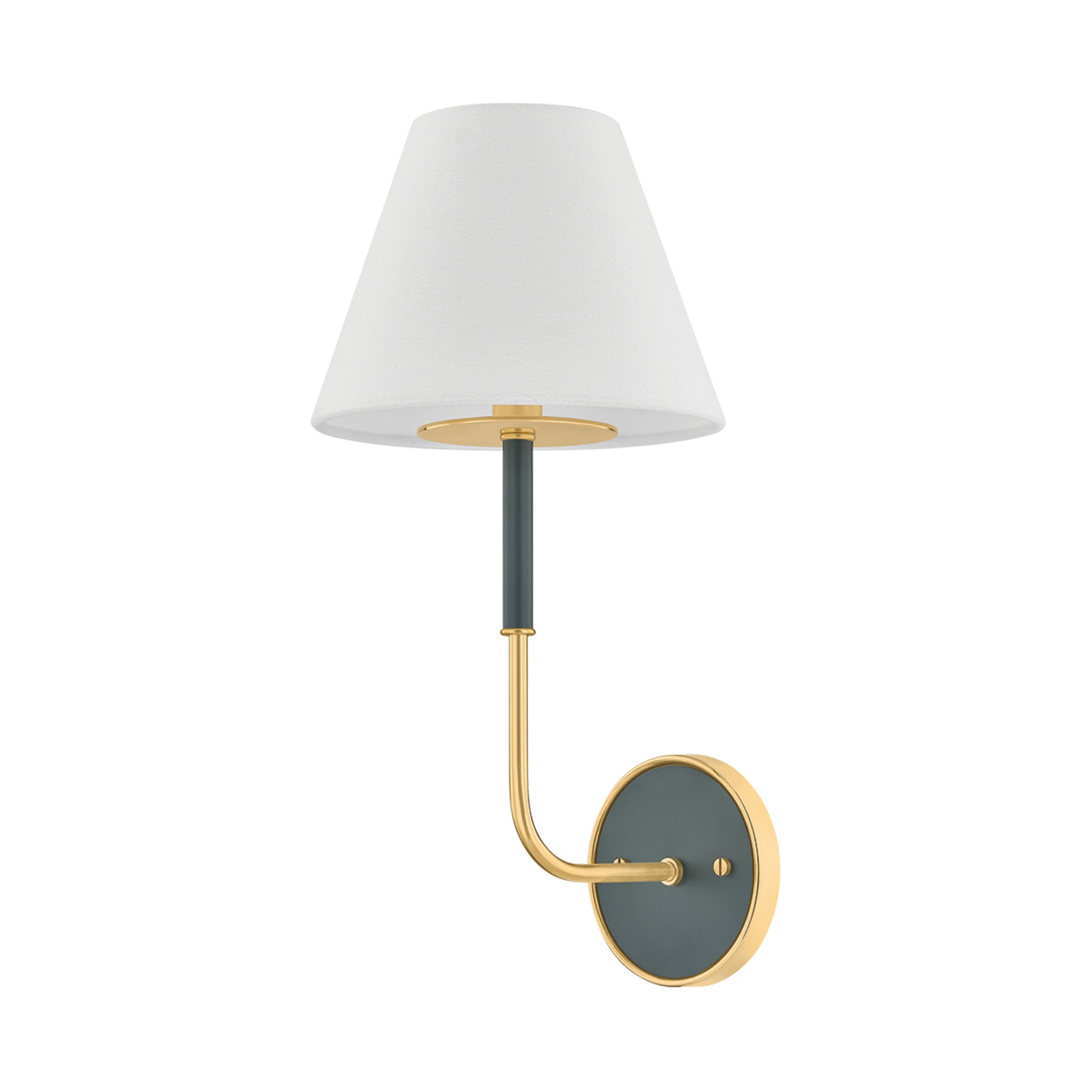 Wedgewood 1-Light Wall Sconce in Aged Brass by Mark D. Sikes 8W x 17H (Soft Studio Green)