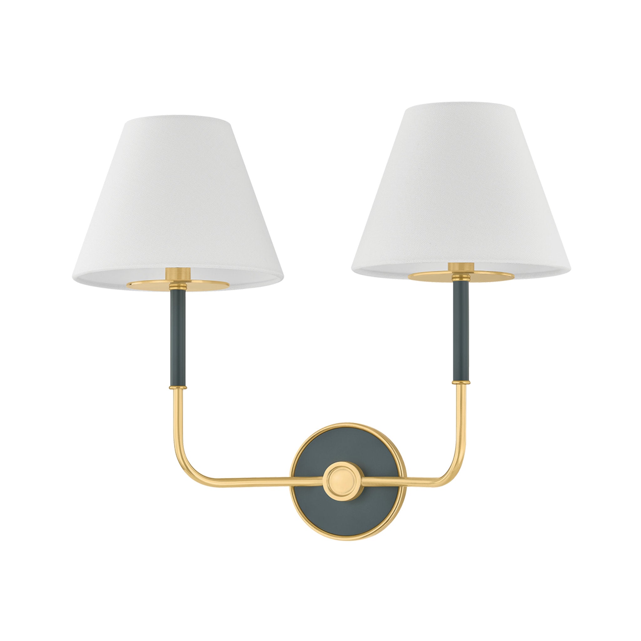 Wedgewood 2-Light Wall Sconce in Aged Brass by Mark D. Sikes 19W x 16H (Soft Studio Green)