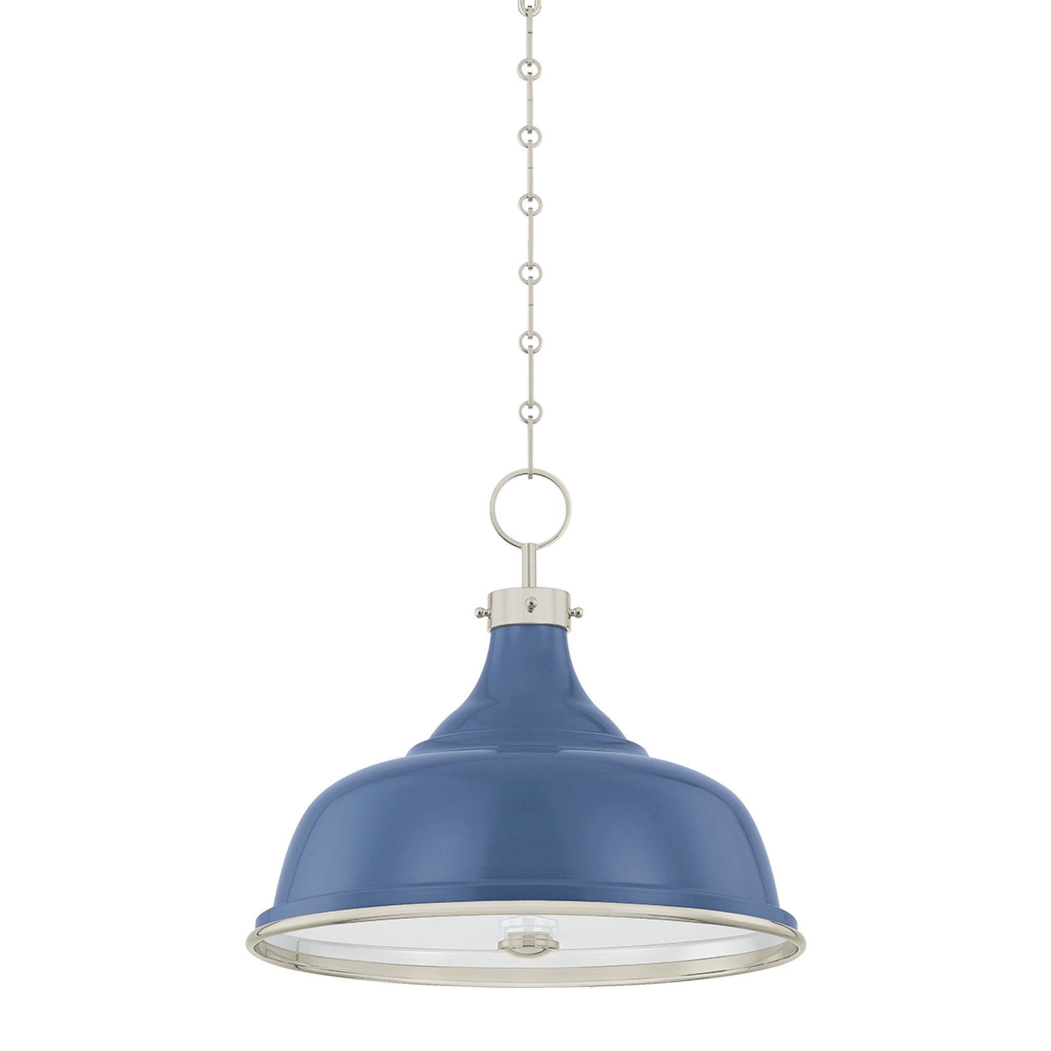Painted No. 1 3-Light Pendant in Polished Nickel by Mark D. Sikes 18.25W x 16H (Soft French Blue)