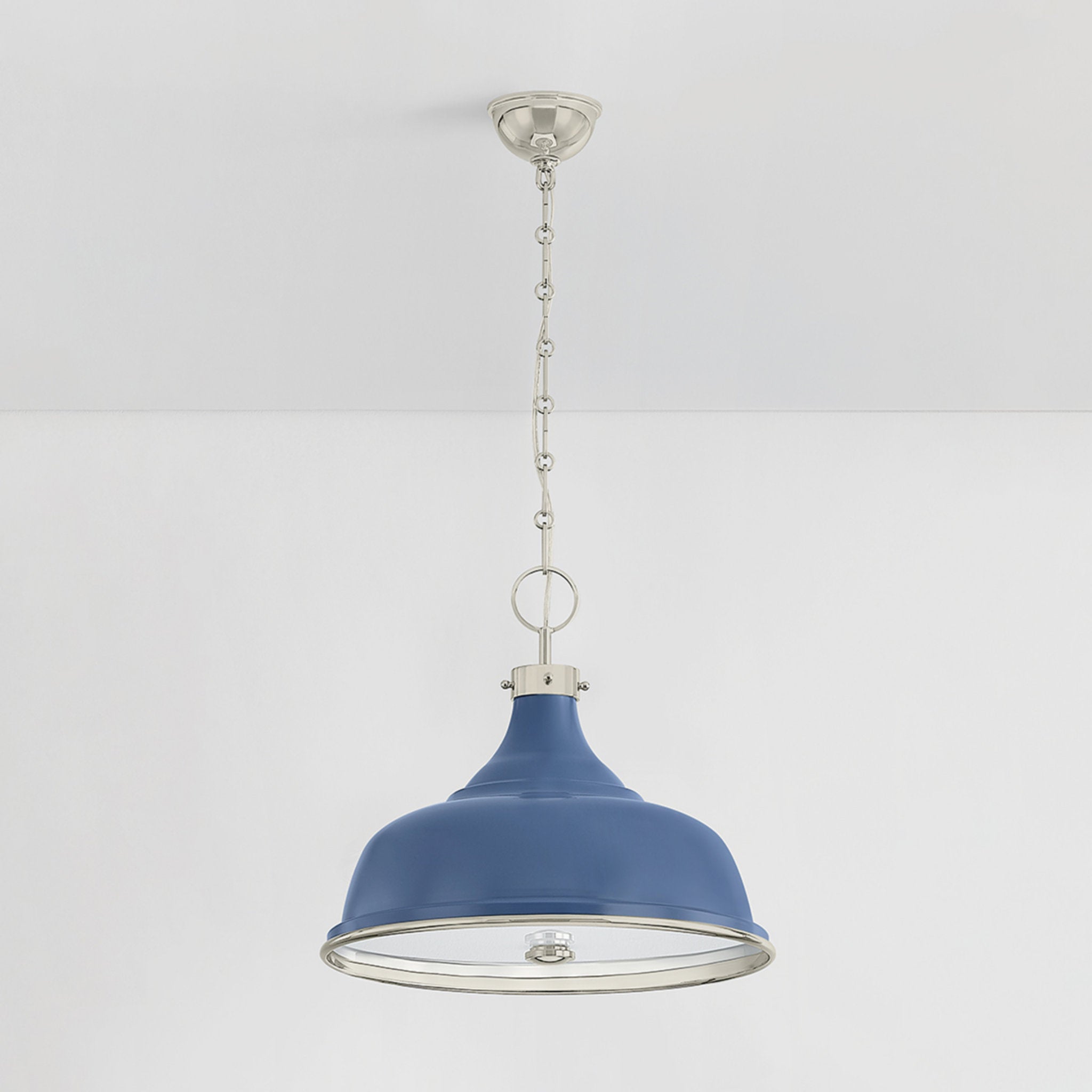 Painted No. 1 3-Light Pendant in Polished Nickel by Mark D. Sikes 18.25W x 16H (Soft French Blue)