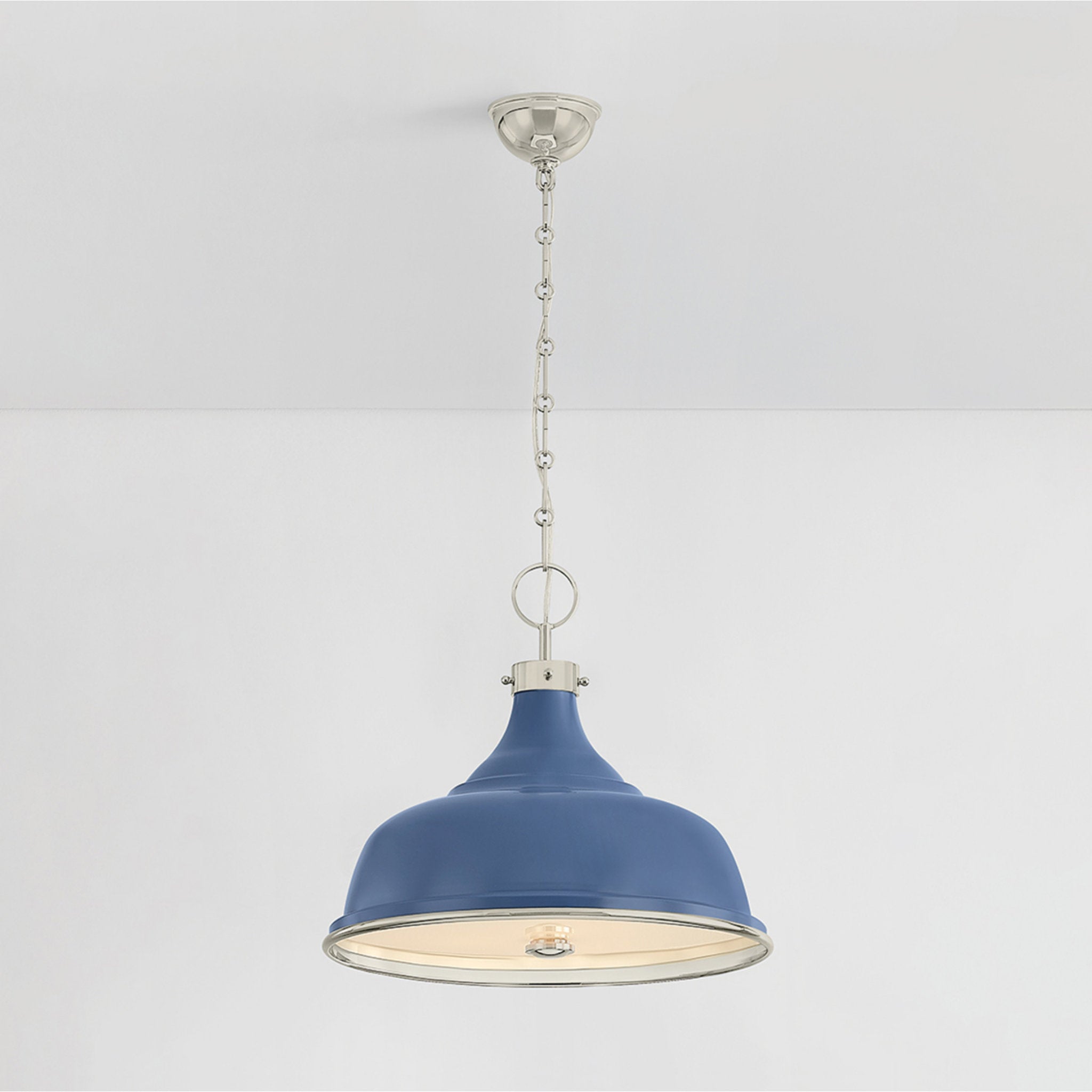 Painted No. 1 3-Light Pendant in Polished Nickel by Mark D. Sikes 18.25W x 16H (Soft French Blue)