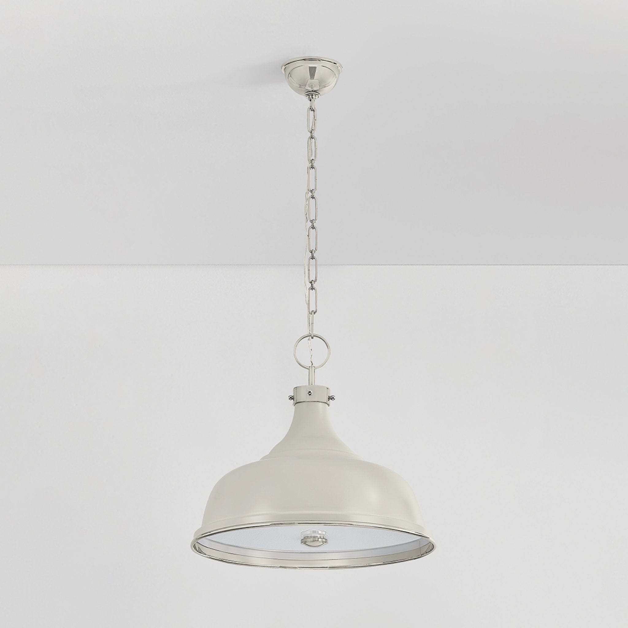 Painted No. 1 3-Light Pendant in Polished Nickel by Mark D. Sikes 18.25W x 16H (Off-White)
