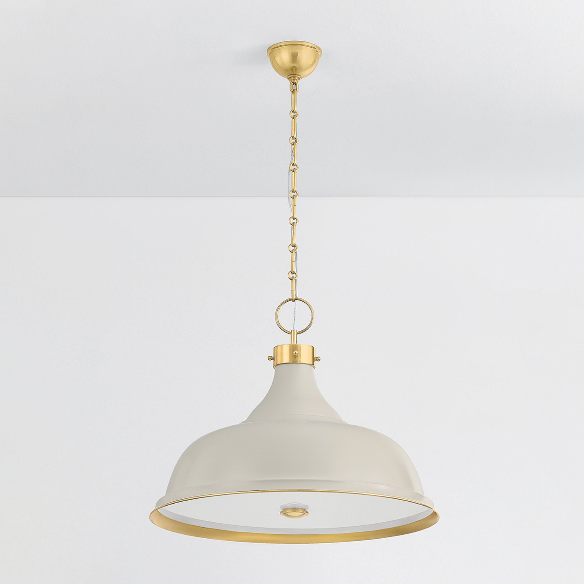 Painted No. 1 4-Light Pendant in Aged Brass by Mark D. Sikes 23.5W x 18.75H (Off-White)