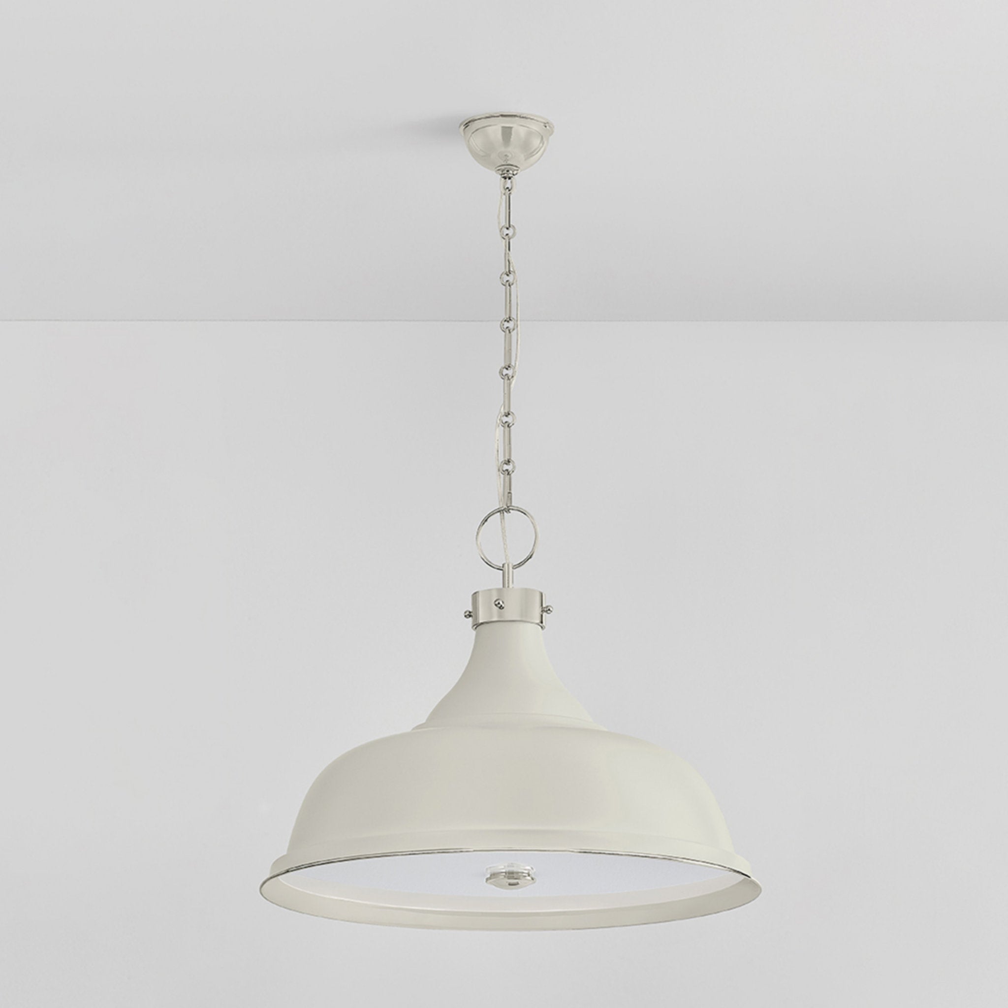 Painted No. 1 4-Light Pendant in Polished Nickel by Mark D. Sikes 23.5W x 18.75H (Off-White)