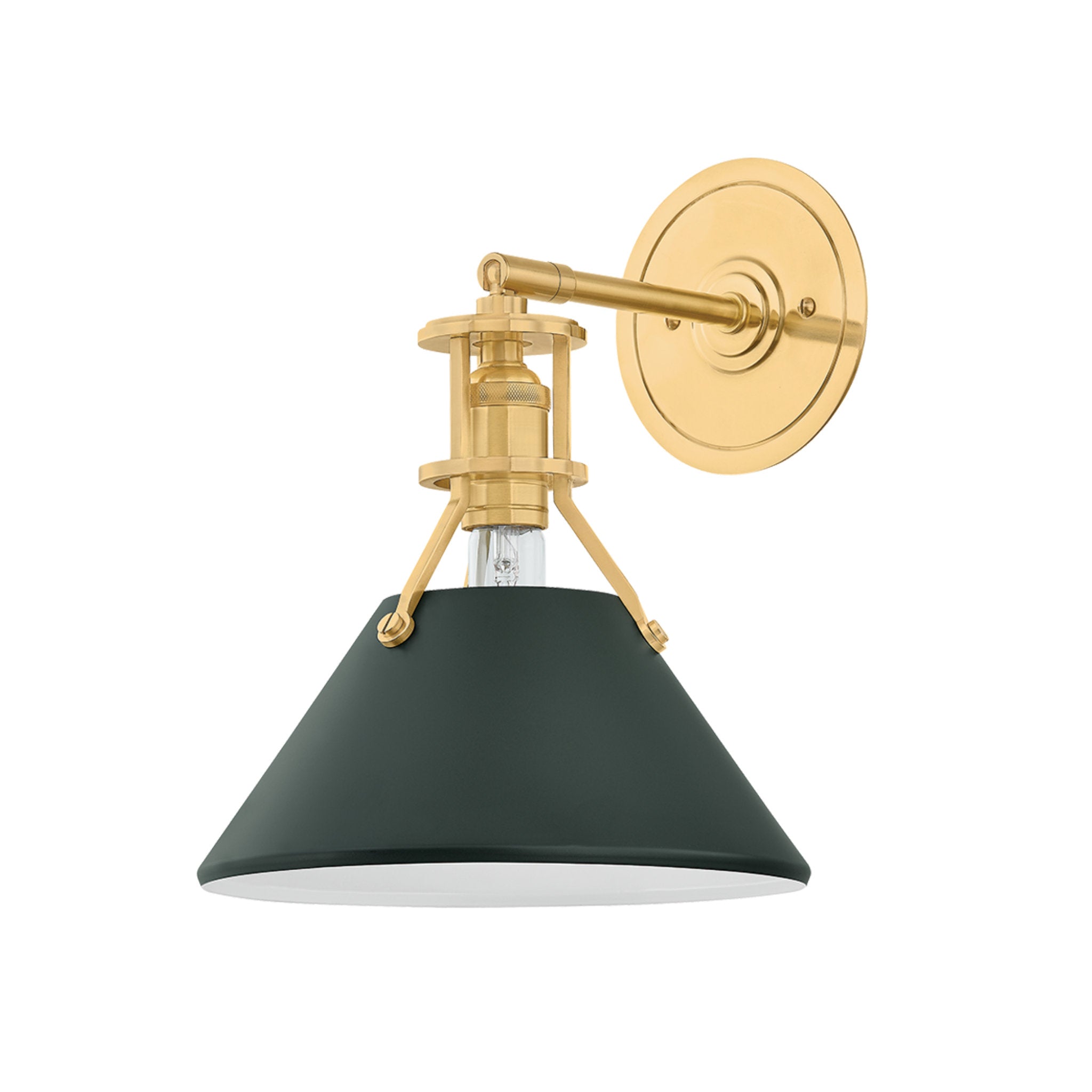 Painted No. 2 1-Light Wall Sconce in Aged Brass by Mark D. Sikes 9.5W x 12H (Soft Studio Green)