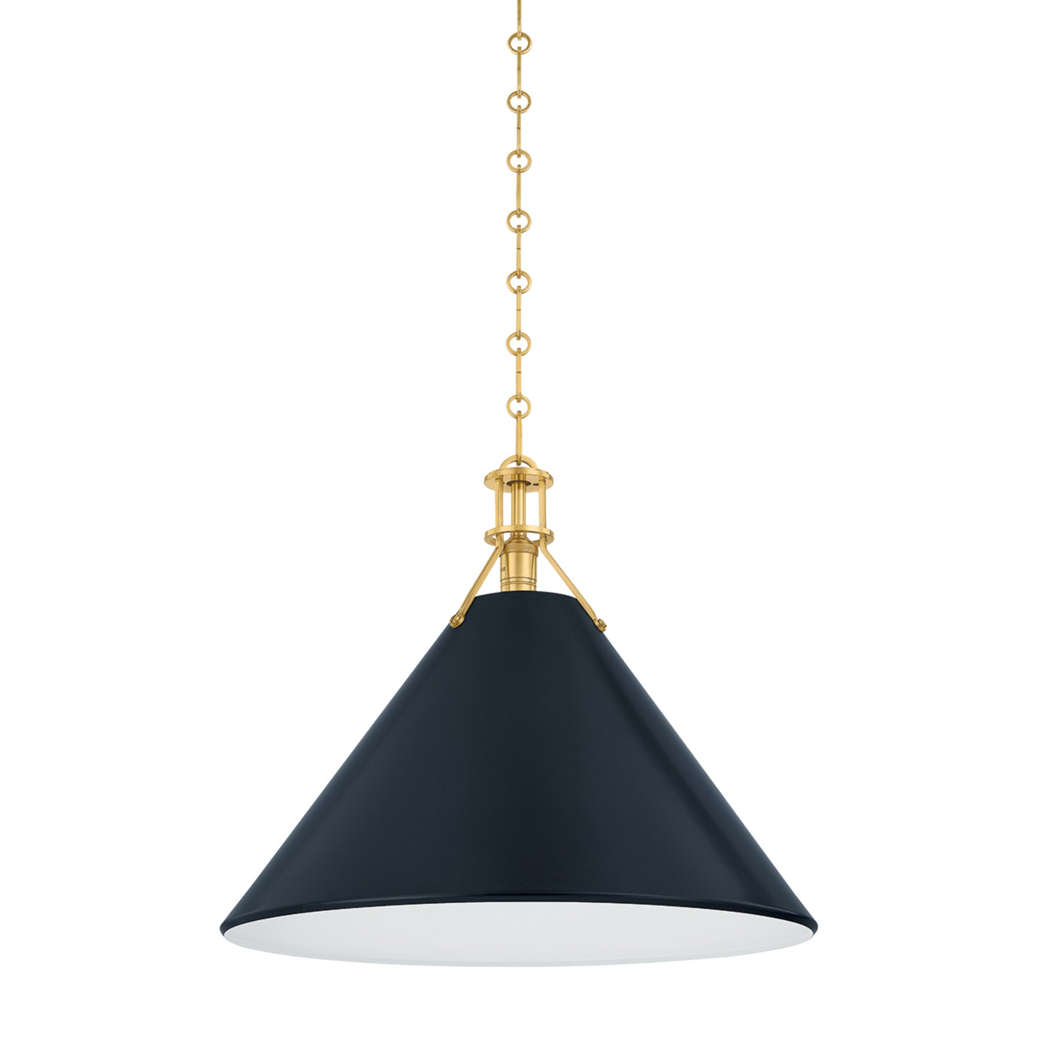 Painted No. 2 1-Light Pendant in Aged Brass by Mark D. Sikes 21W x 17.5H (Darkest Blue)