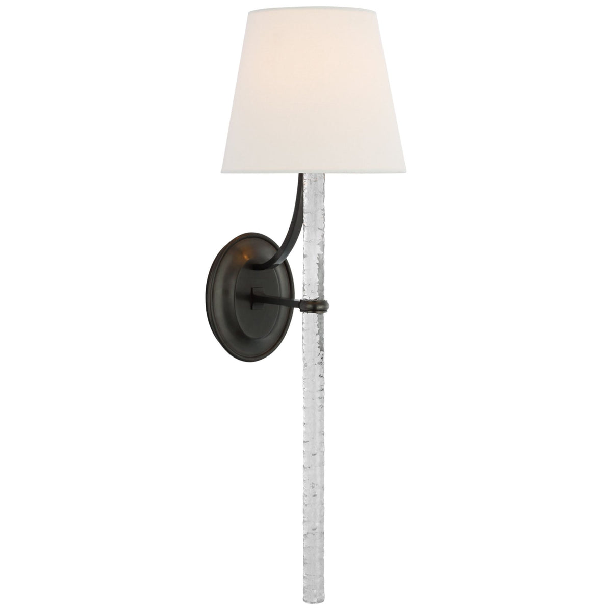 Marie Flanigan Abigail XL Sconce in Bronze and Clear Wavy Glass with Linen Shade W8" x H25.25" x E9.25"