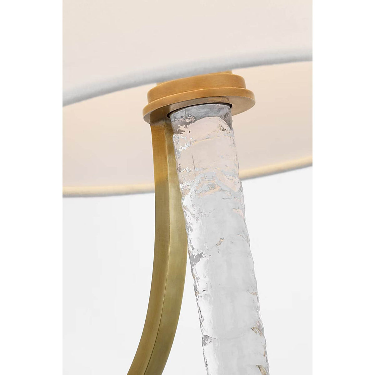 Marie Flanigan Abigail XL Sconce in Soft Brass and Clear Wavy Glass with Linen Shade W8" x H25.25" x E9.25"