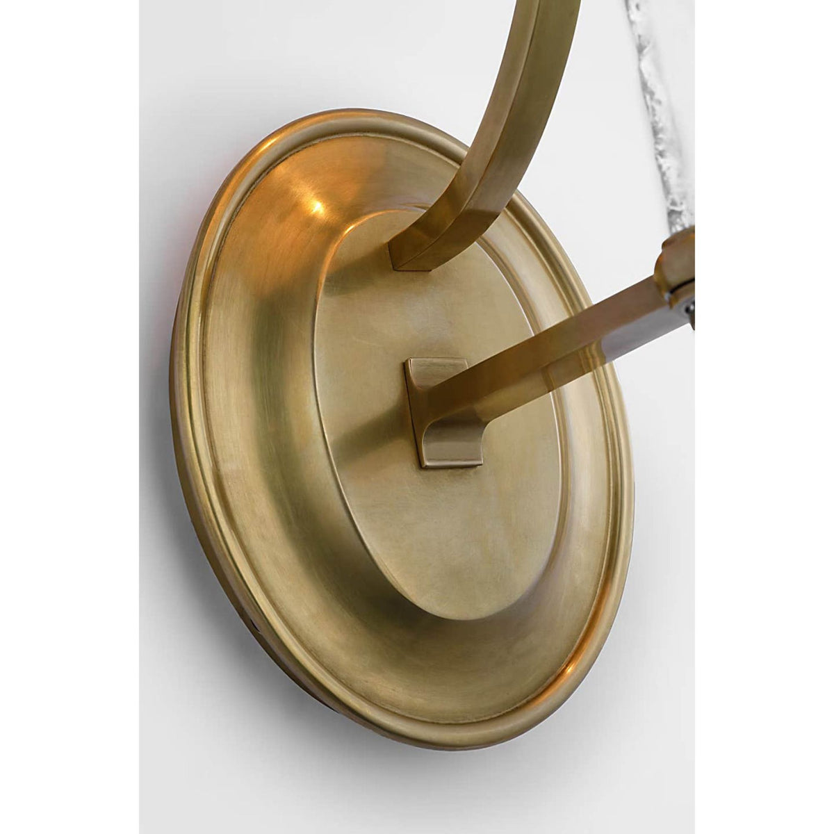 Marie Flanigan Abigail XL Sconce in Soft Brass and Clear Wavy Glass with Linen Shade W8" x H25.25" x E9.25"