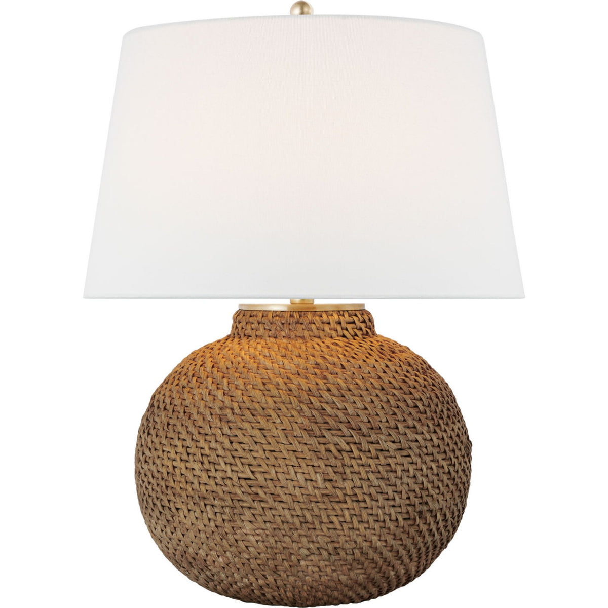 Marie Flanigan Avedon Small Table Lamp in Natural Rattan with Linen Shade W16" x H21.5"
