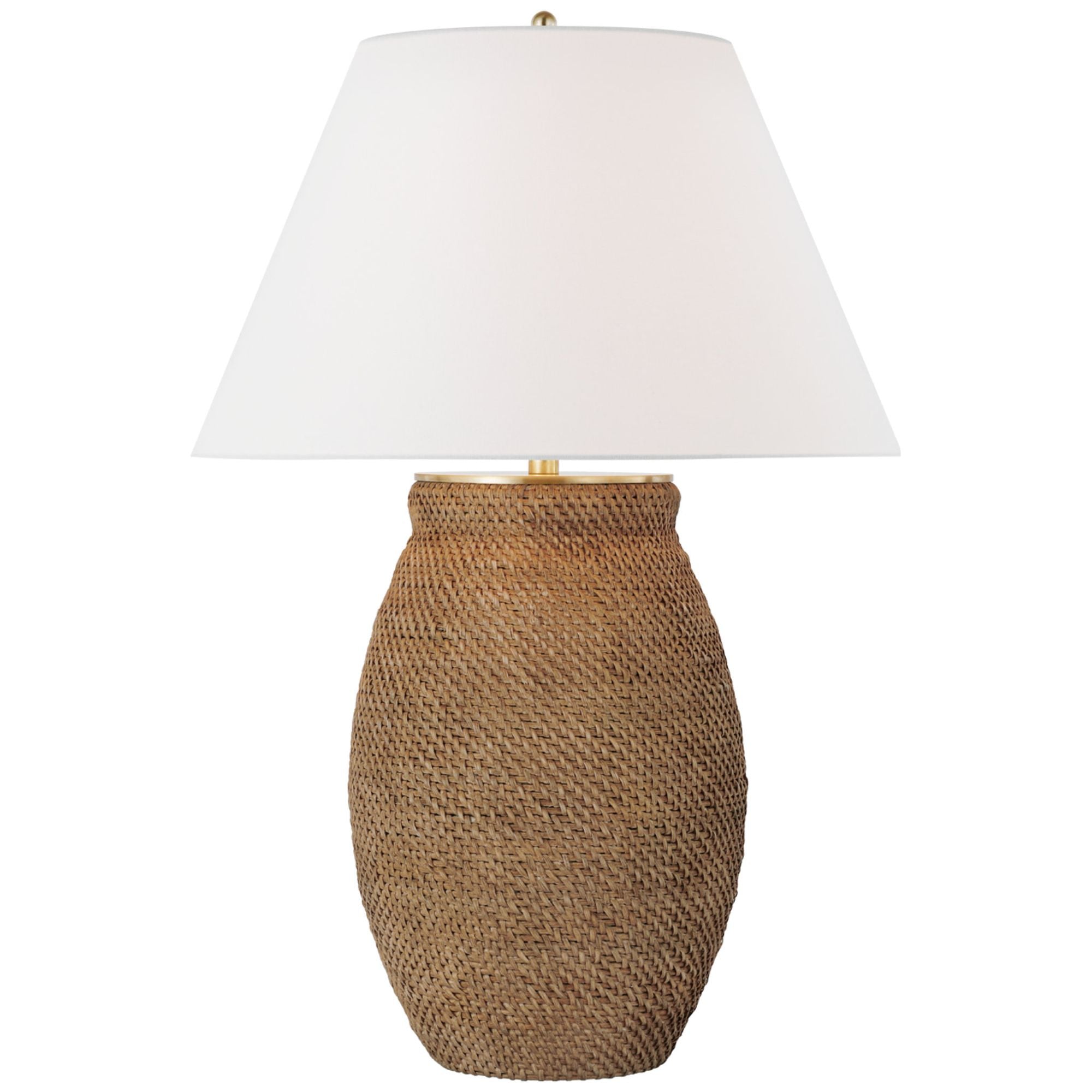 Marie Flanigan Avedon Large Table Lamp in Natural Rattan with Linen Shade W23" x H33"