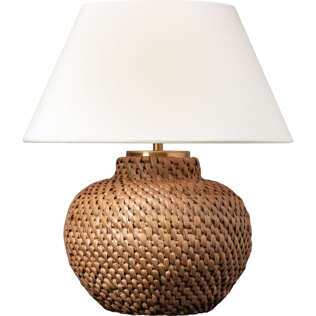 Marie Flanigan Avedon 12" Cordless Accent Lamp in Natural Rattan with Linen Shade W10.5" x H11.75"