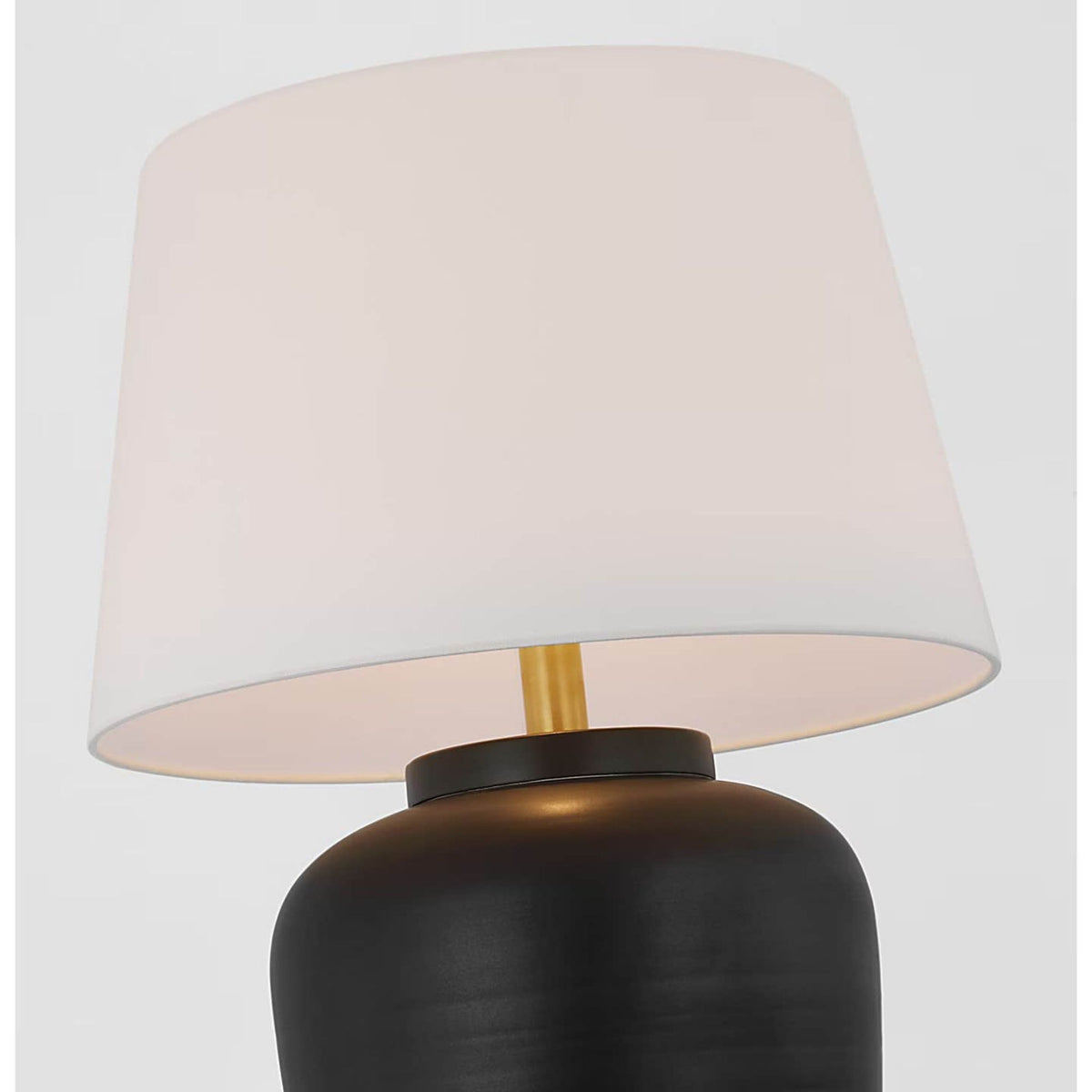 Marie Flanigan Nora Medium Table Lamp in Matte Black with Linen Shade W20" x H28"