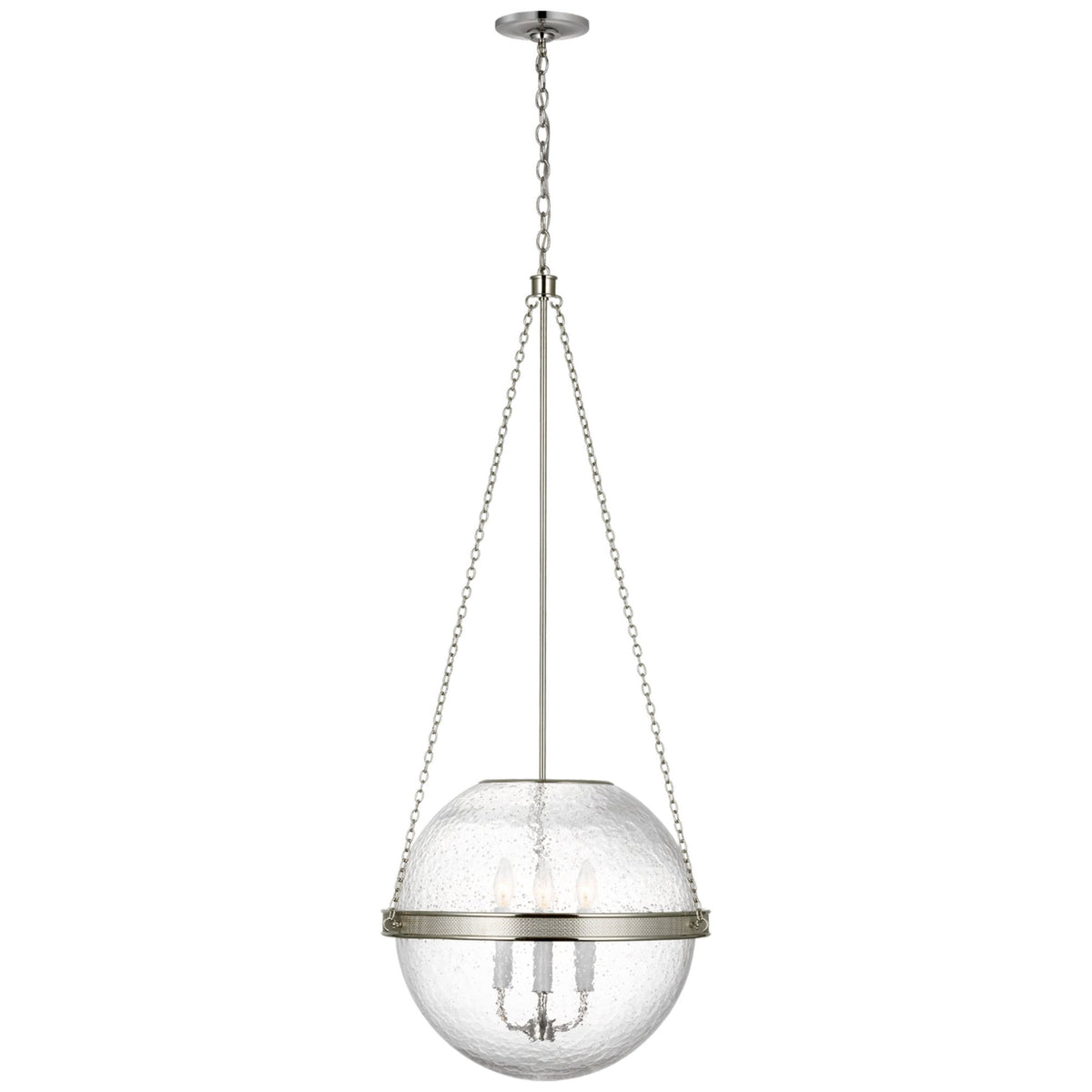 Marie Flanigan Reese 18" Globe Pendant in Polished Nickel with Clear Restoration Glass W18.25" x H44.75"