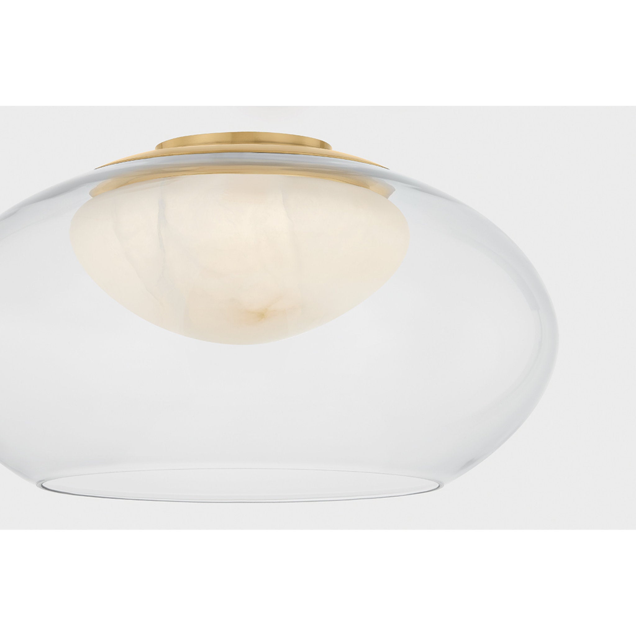 Moore 1-Light Flush Mount in Aged Brass 17W x 9H