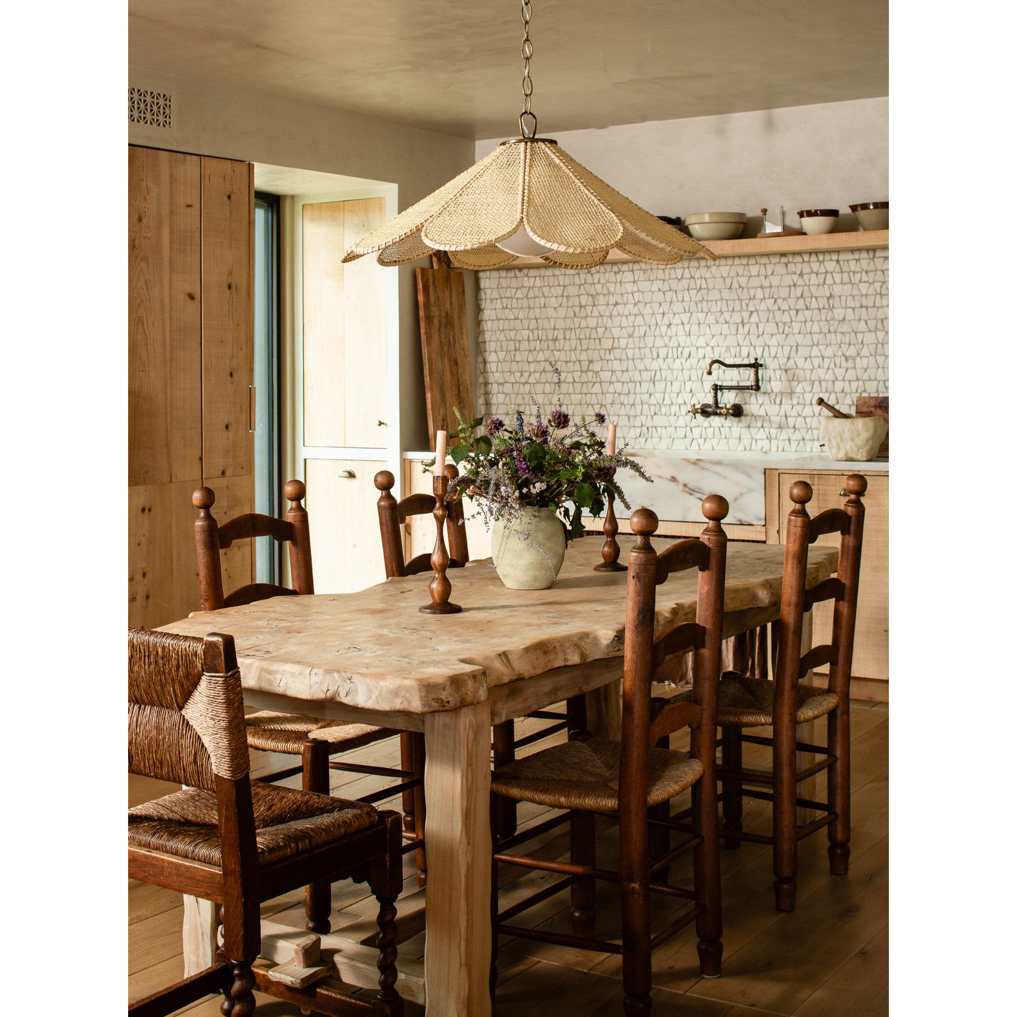Petal 1-Light Pendant in Patina Brass by Lauren Liess 36.25W x 15.25H