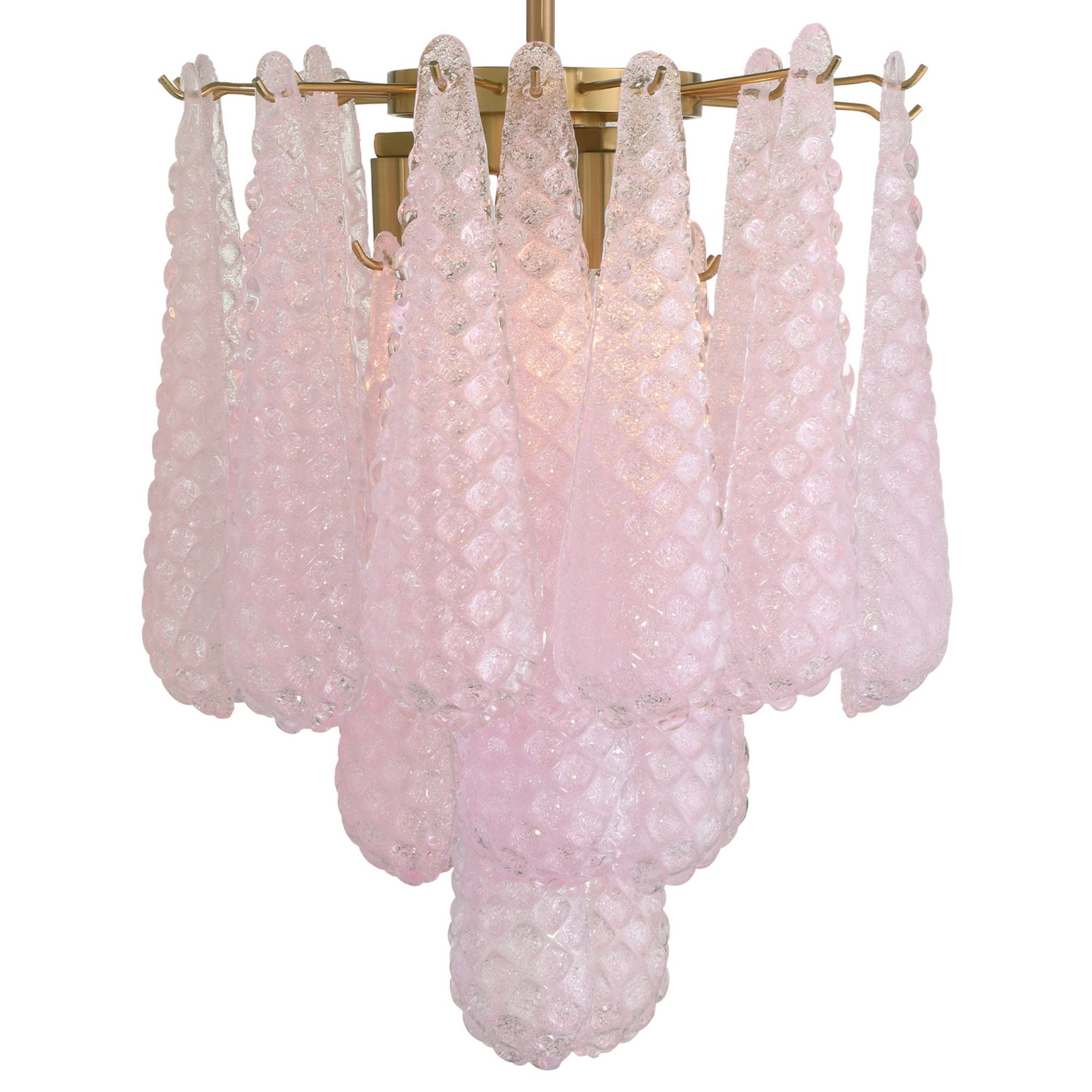 Ollie 4 Light Aged Brass Semi Flush Mount Sand Glass Blush 14.25"W x 20"H x 14.25"D