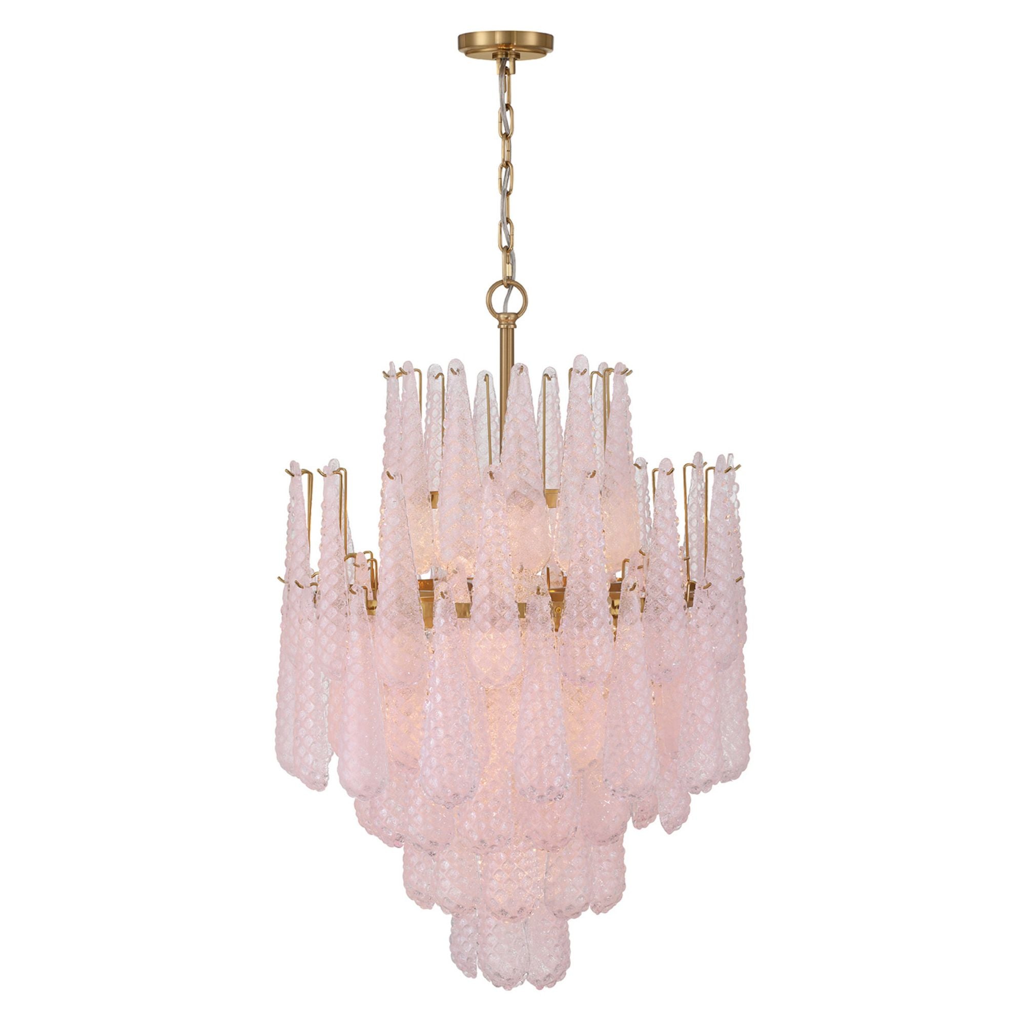 Ollie 16 Light Aged Brass Chandelier Sand Glass Blush 26.25"W x 36.75"H x 26.25"D