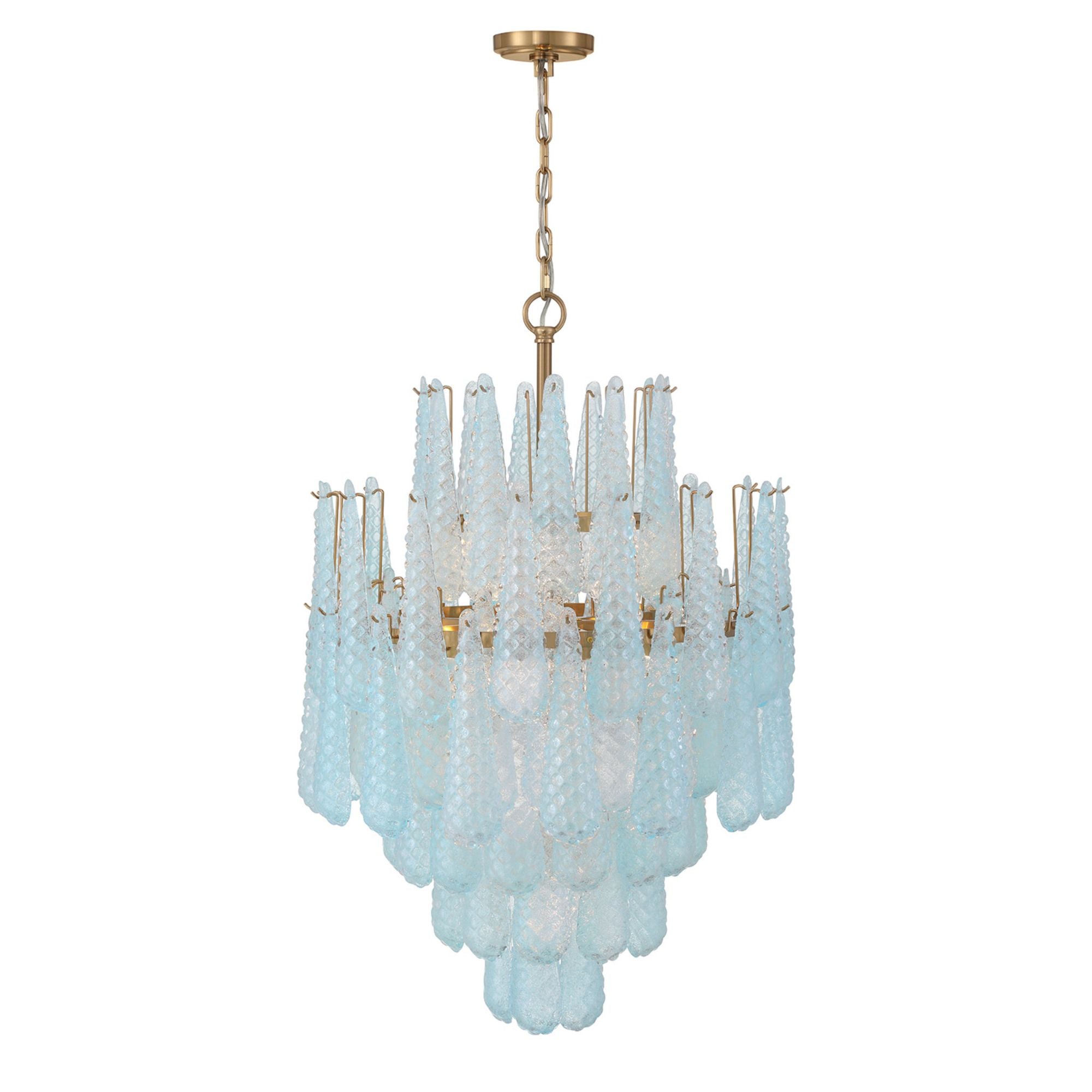 Ollie 16 Light Aged Brass Chandelier Sand Glass Blue 26.25"W x 36.75"H x 26.25"D