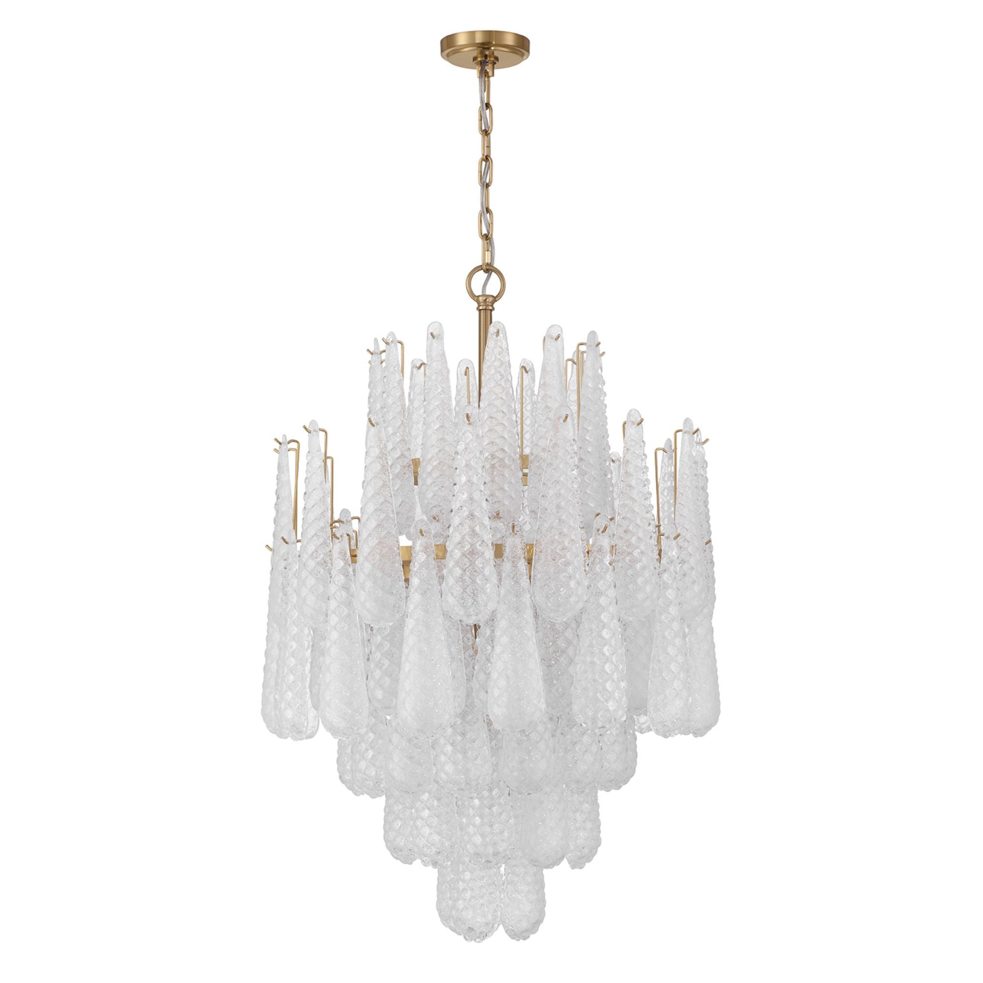 Ollie 16 Light Aged Brass Chandelier Sand Glass Clear 26.25"W x 36.75"H x 26.25"D