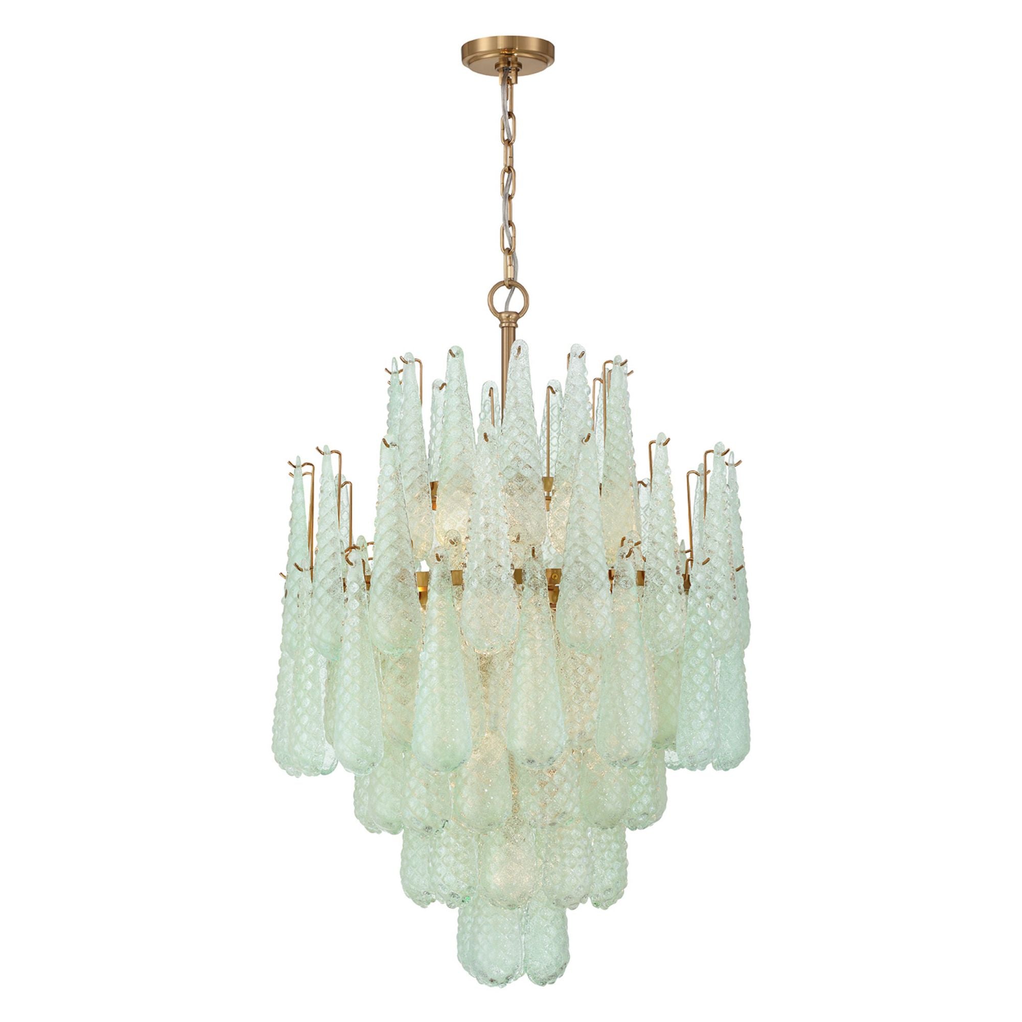 Ollie 16 Light Aged Brass Chandelier Sand Glass Green 26.25"W x 36.75"H x 26.25"D