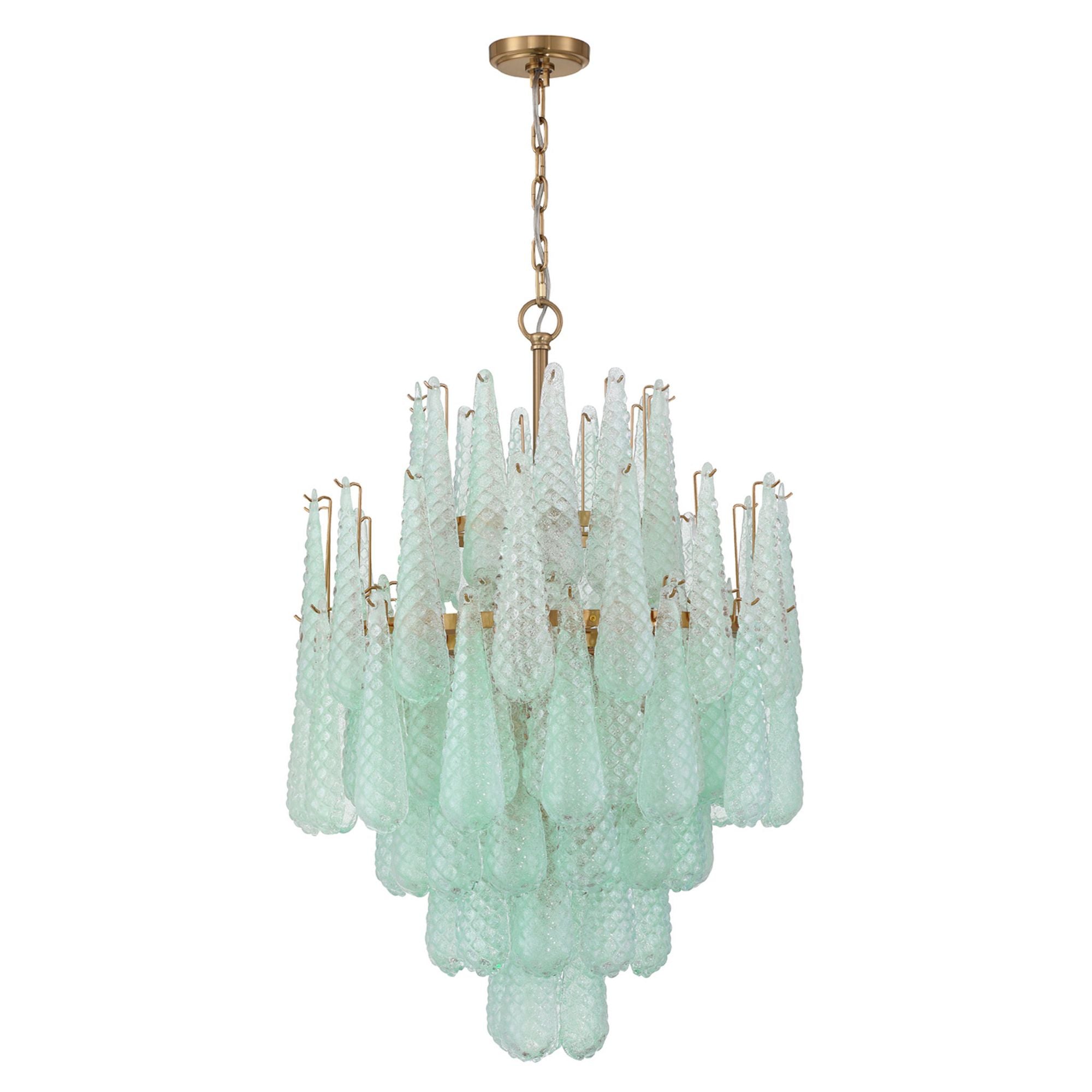 Ollie 16 Light Aged Brass Chandelier Sand Glass Green 26.25"W x 36.75"H x 26.25"D
