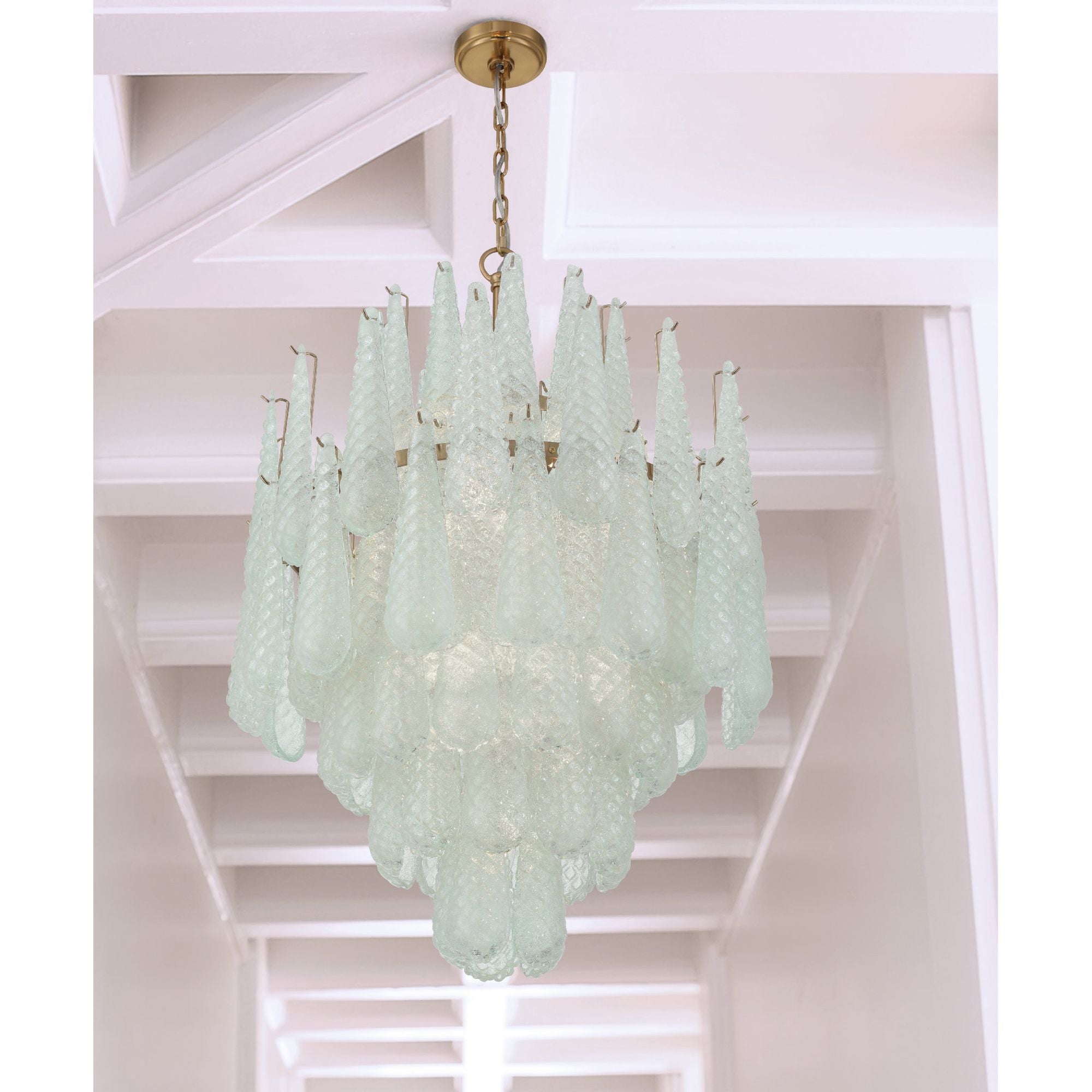 Ollie 16 Light Aged Brass Chandelier Sand Glass Green 26.25"W x 36.75"H x 26.25"D