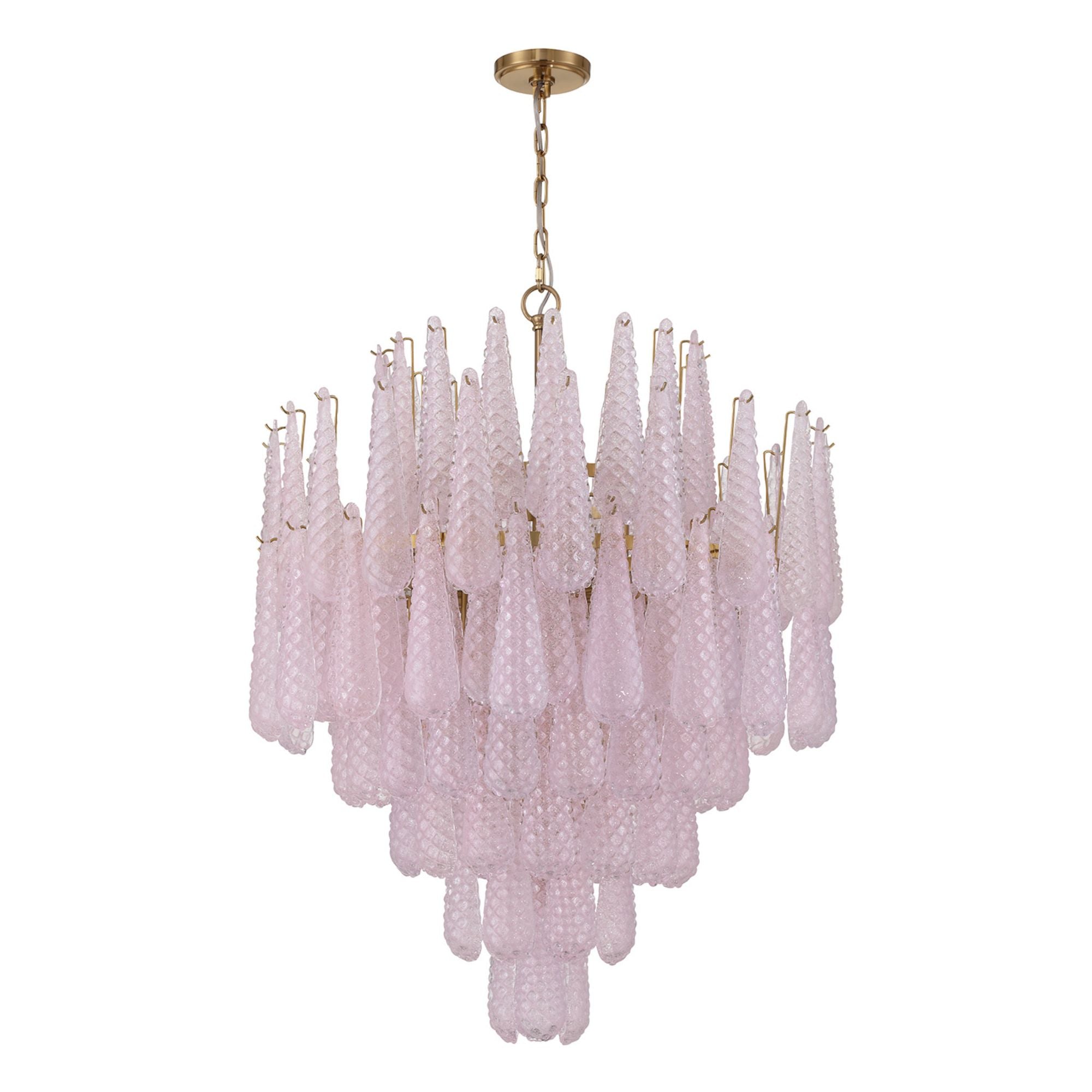 Ollie 21 Light Aged Brass Chandelier Sand Glass Blush 33.25"W x 40.75"H x 33.25"D