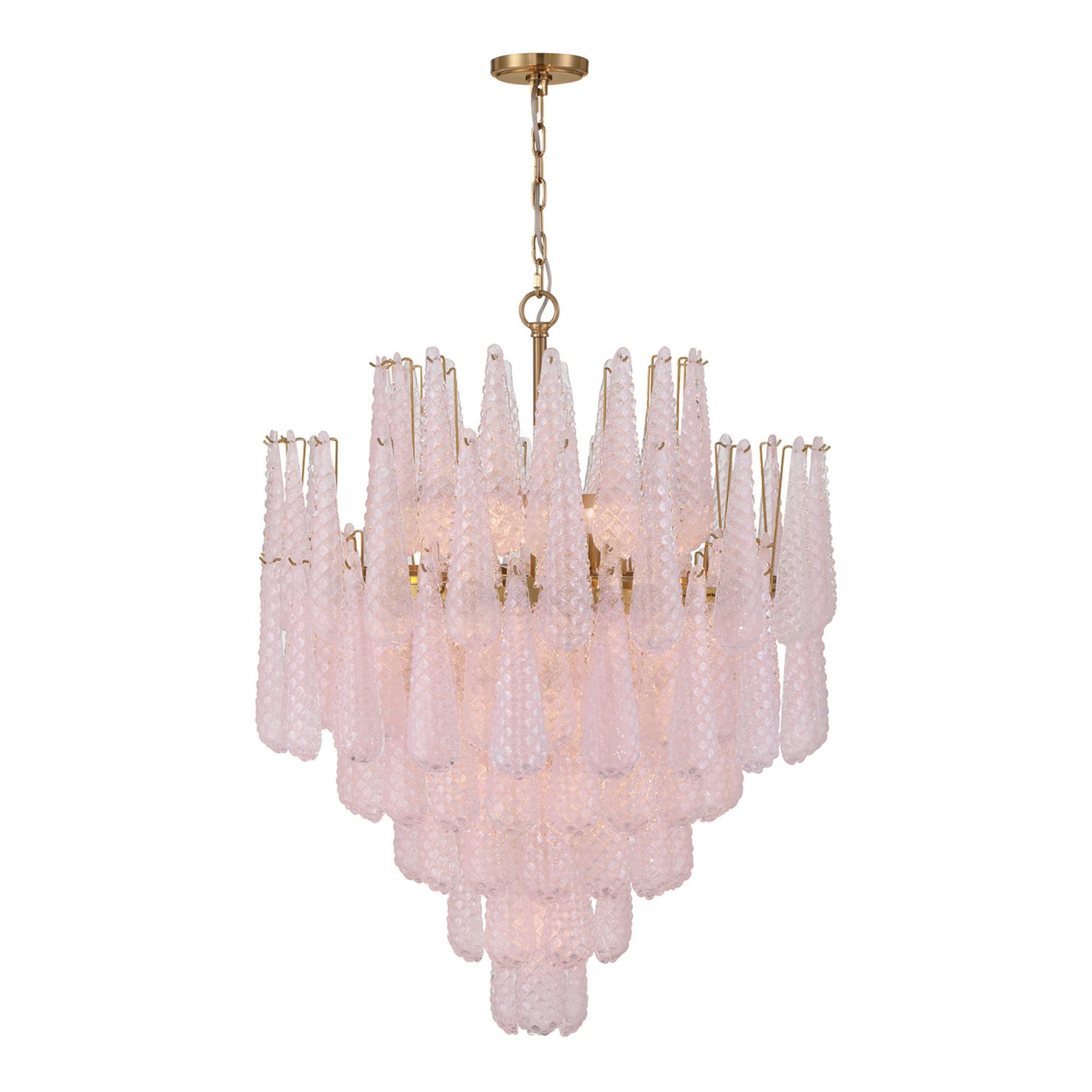 Ollie 21 Light Aged Brass Chandelier Sand Glass Blush 33.25"W x 40.75"H x 33.25"D