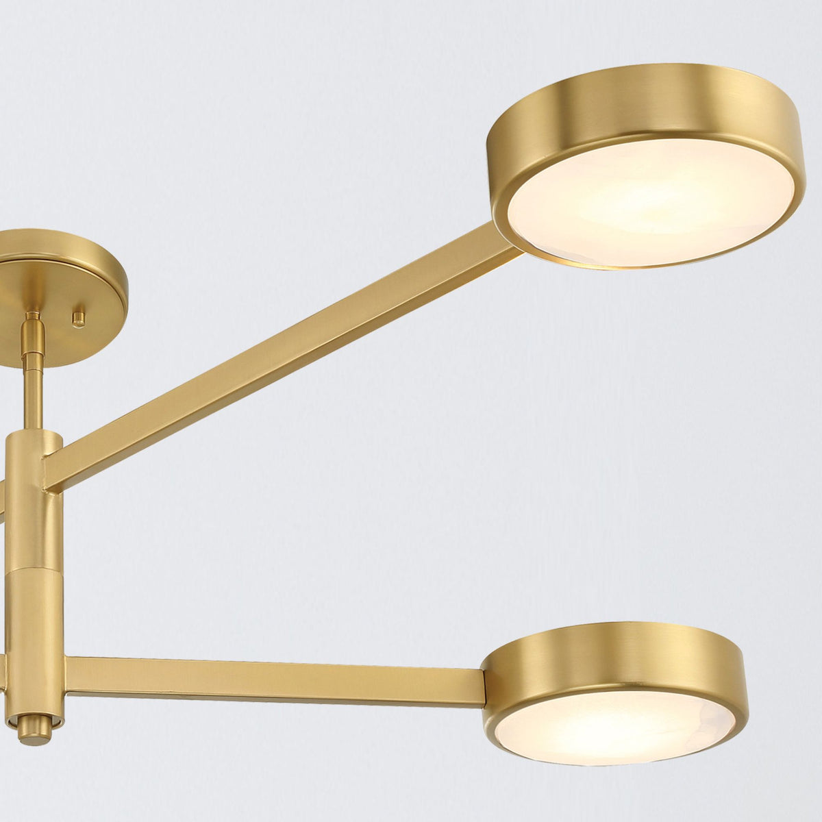 Orson Modern Gold Linear Semi-Flush Mount with White Alabaster, 4-Light, 54"W x 12.5"H x 7"D