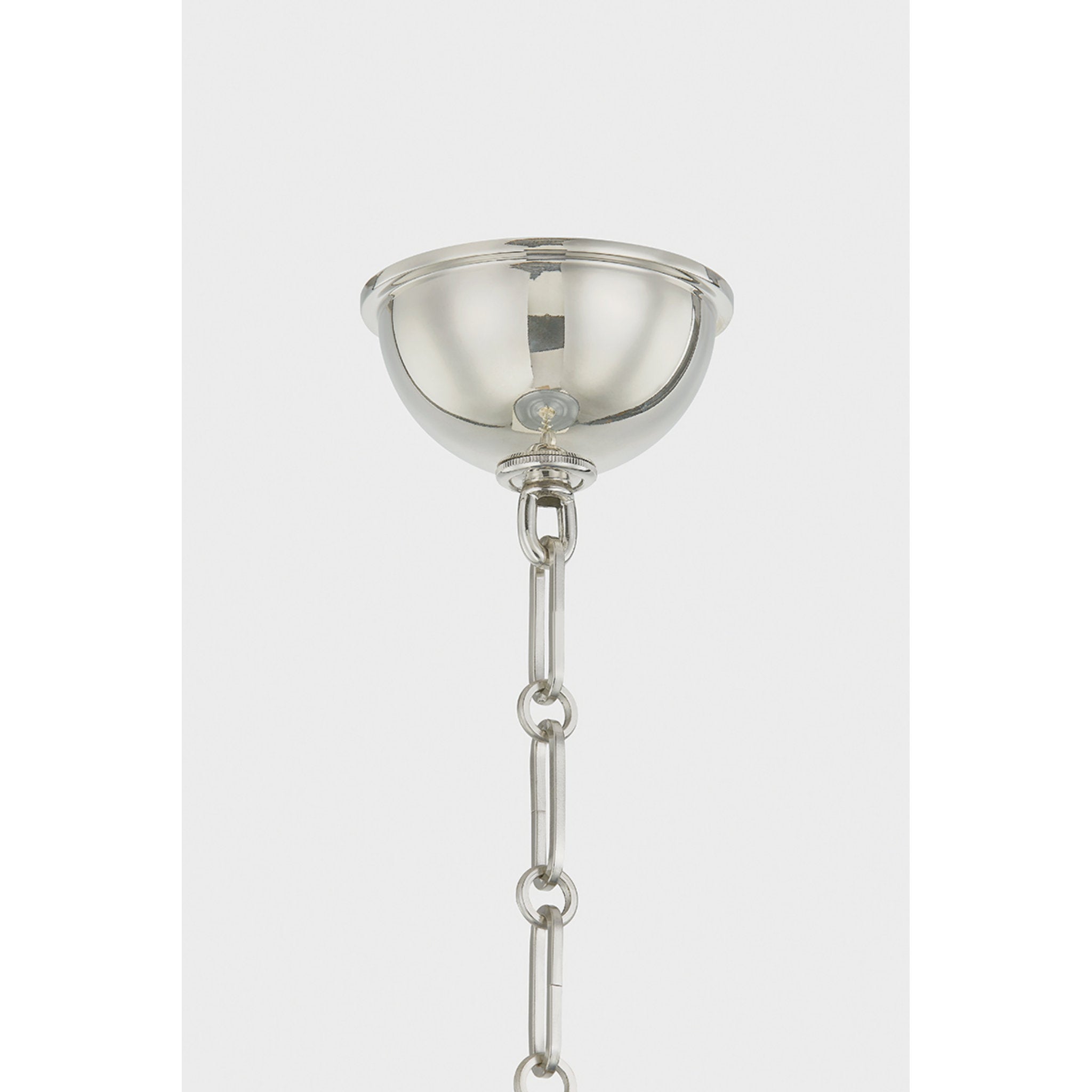 Painted No. 1 4-Light Pendant in Polished Nickel by Mark D. Sikes 23.5W x 18.75H (Soft French Blue)
