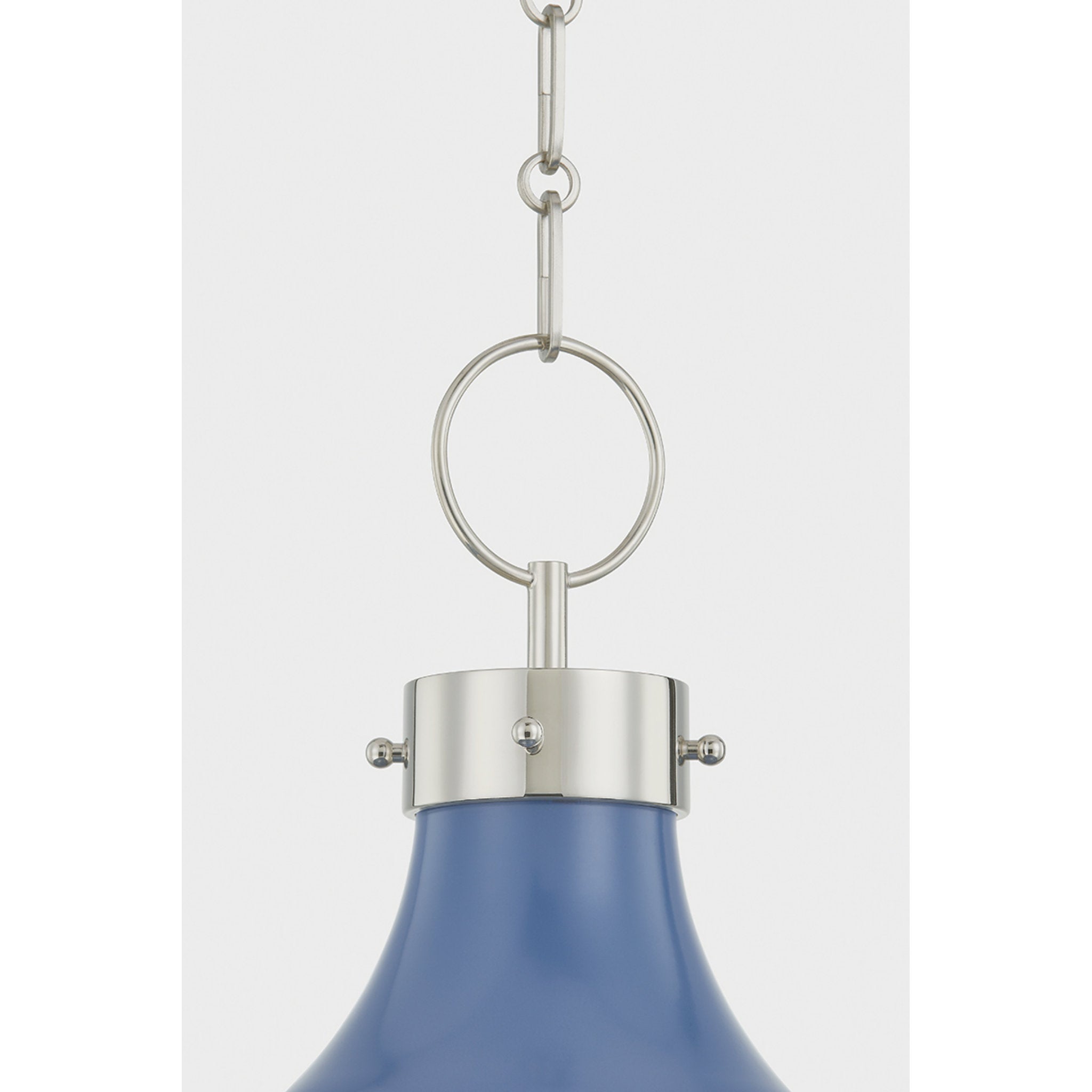 Painted No. 1 4-Light Pendant in Polished Nickel by Mark D. Sikes 23.5W x 18.75H (Soft French Blue)