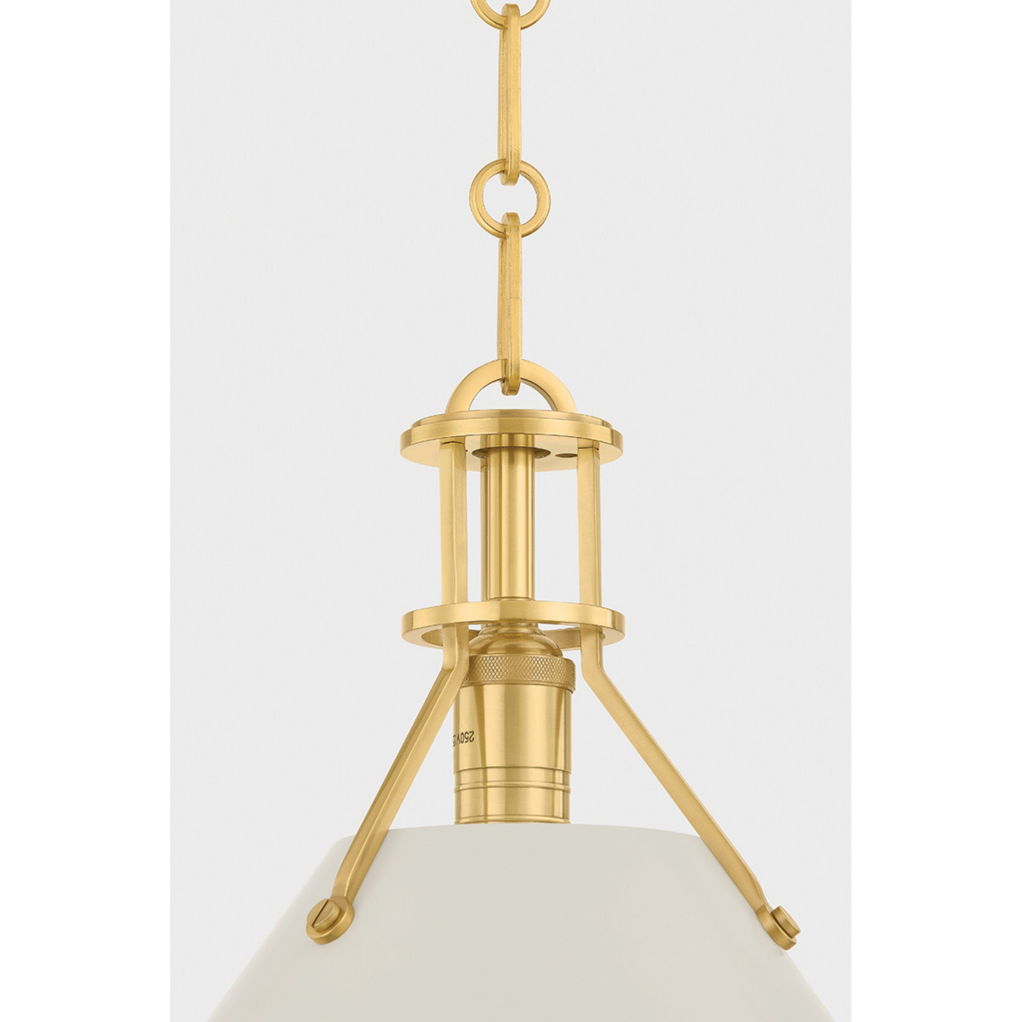 Painted No. 2 1-Light Pendant in Aged Brass by Mark D. Sikes 21W x 17.5H (Off-White)