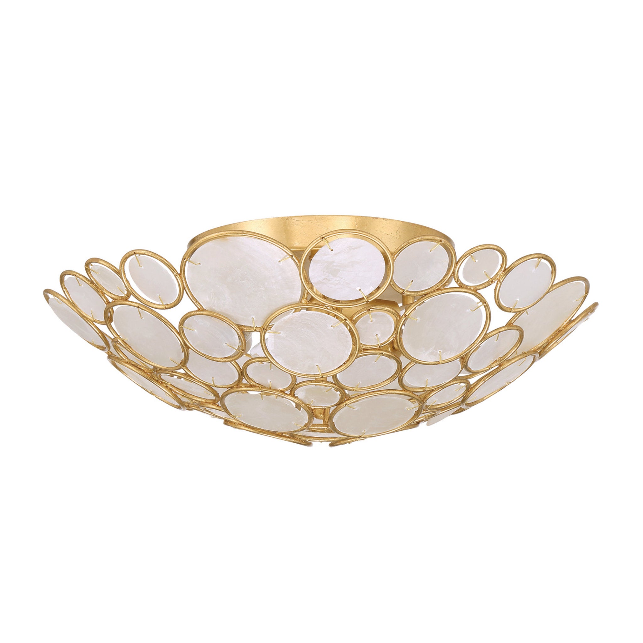 Palla 16'' Antique Gold Semi Flush Mount Gold 16"W x 5.75"H x 16"D