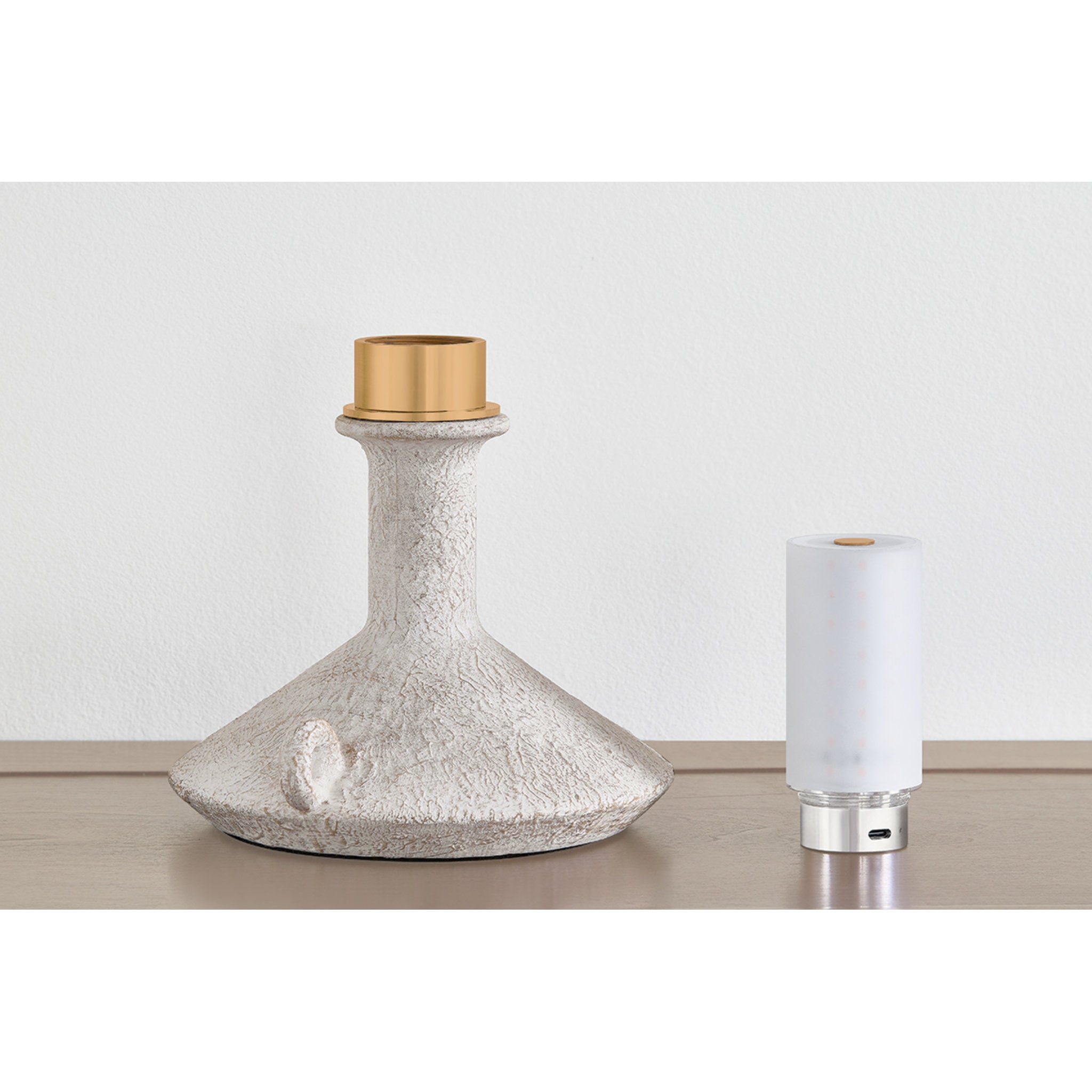 Passage 1-Light Rechargeable Table Lamp in Patina Brass by Lauren Liess 9W x 11.5H