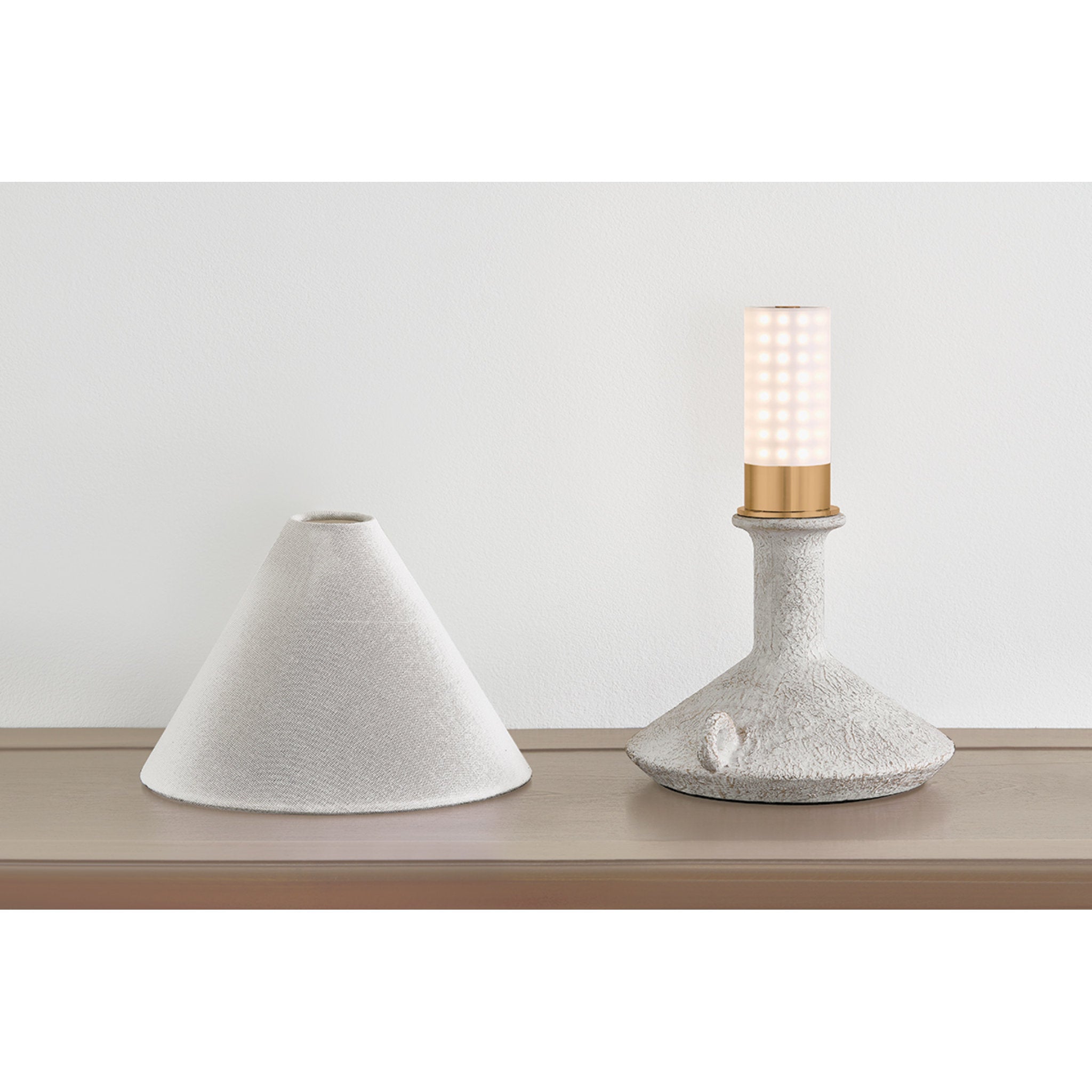 Passage 1-Light Rechargeable Table Lamp in Patina Brass by Lauren Liess 9W x 11.5H