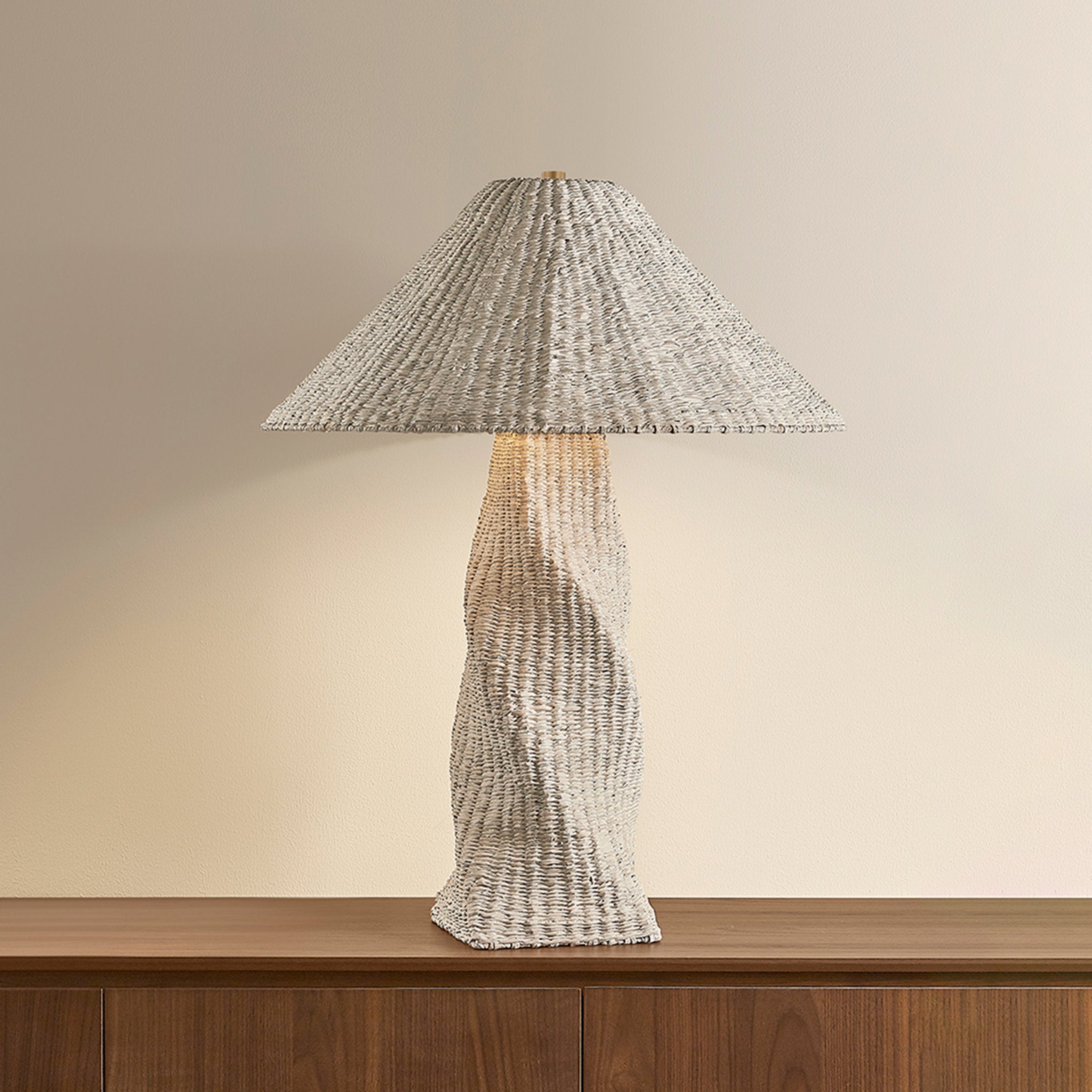 Zaire 1-Light Table Lamp in Patina Brass 24W x 31.5H
