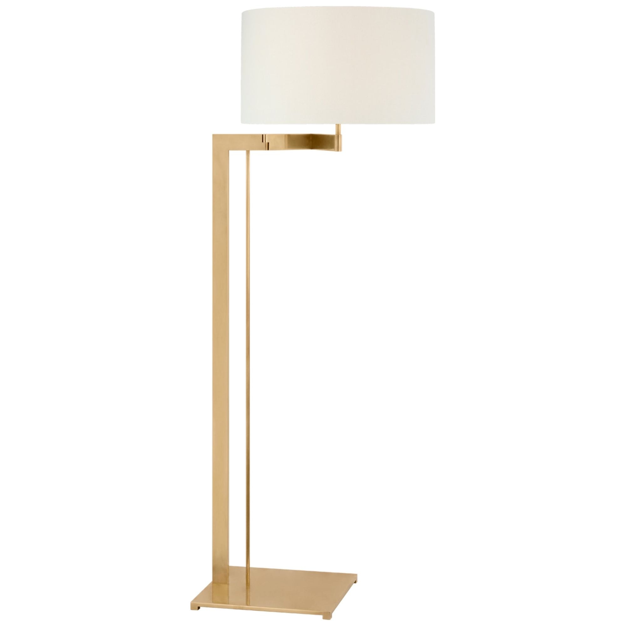 Ray Booth Amell 55" Articulating Floor Lamp in Antique-Burnished Brass with Linen Shade W17" x H55.25"