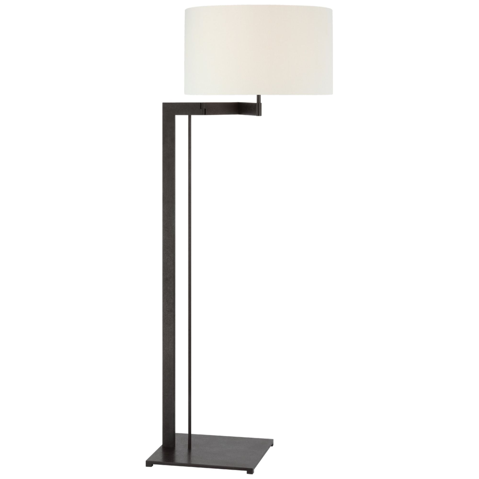 Ray Booth Amell 55" Articulating Floor Lamp in Weathered Iron with Linen Shade W17" x H55.25"