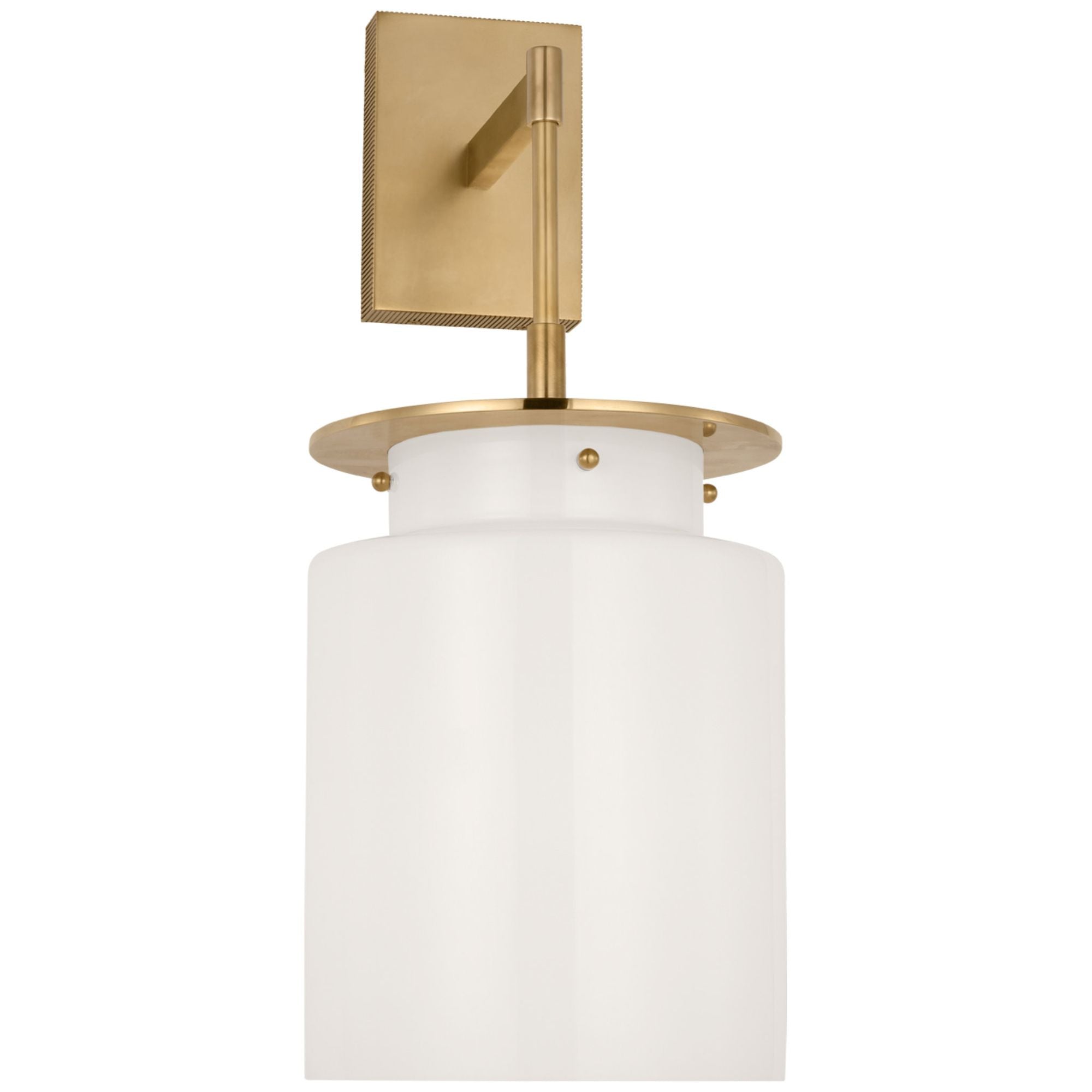 Ray Booth Elias 23" Sconce in Antique-Burnished Brass with White Glass Wall Light W9" x H22.5"