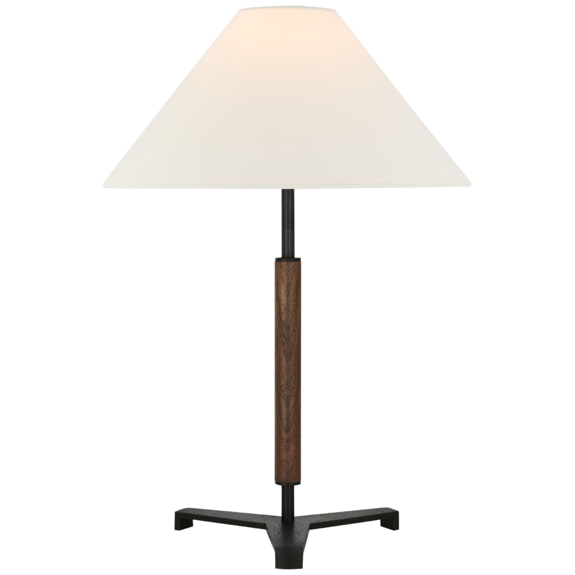 Ray Booth Amaya 20" Table Lamp in Weathered Iron and Dark Walnut with Linen Shade W13.75" x H20"