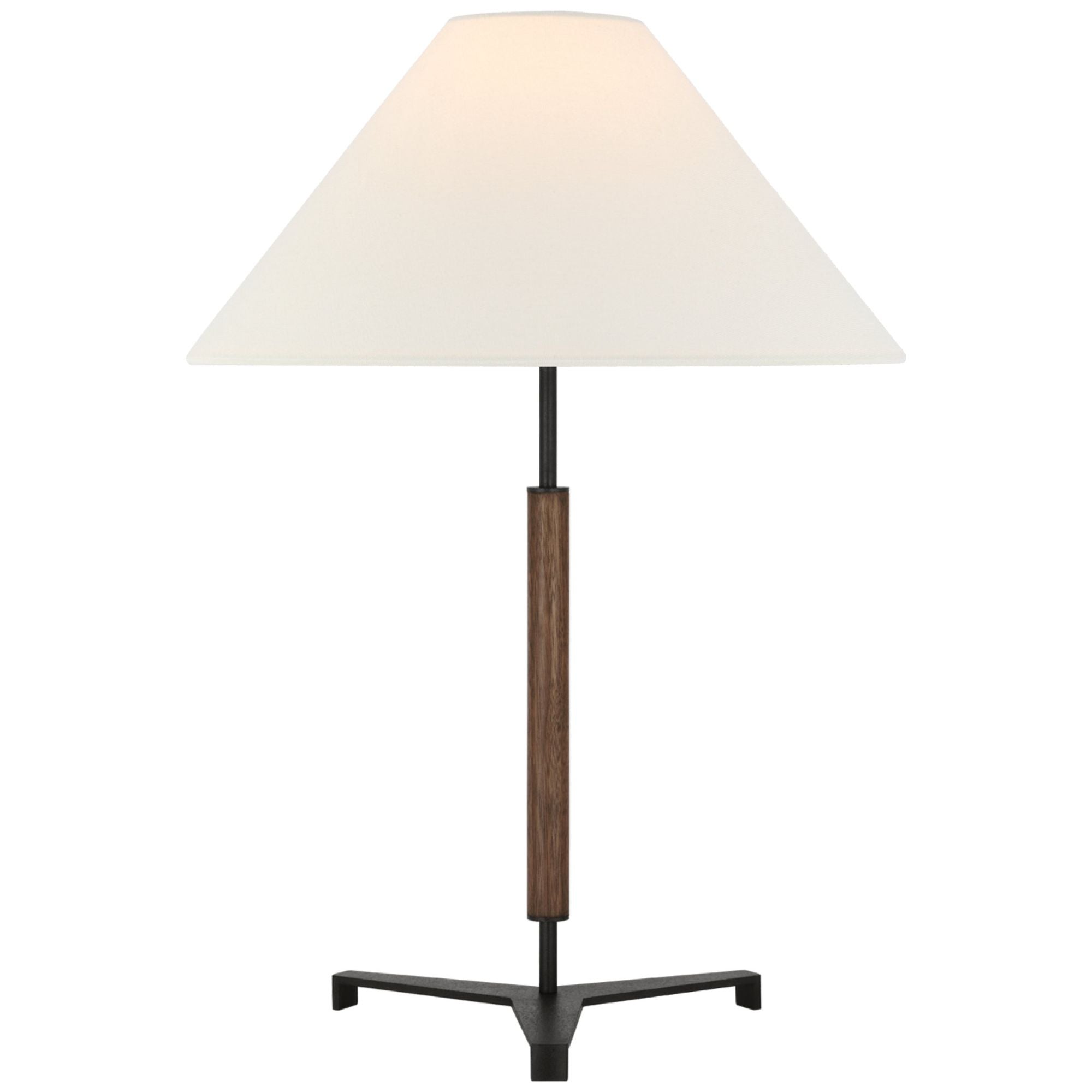 Ray Booth Amaya 28" Table Lamp in Weathered Iron and Dark Walnut with Linen Shade W19" x H28"