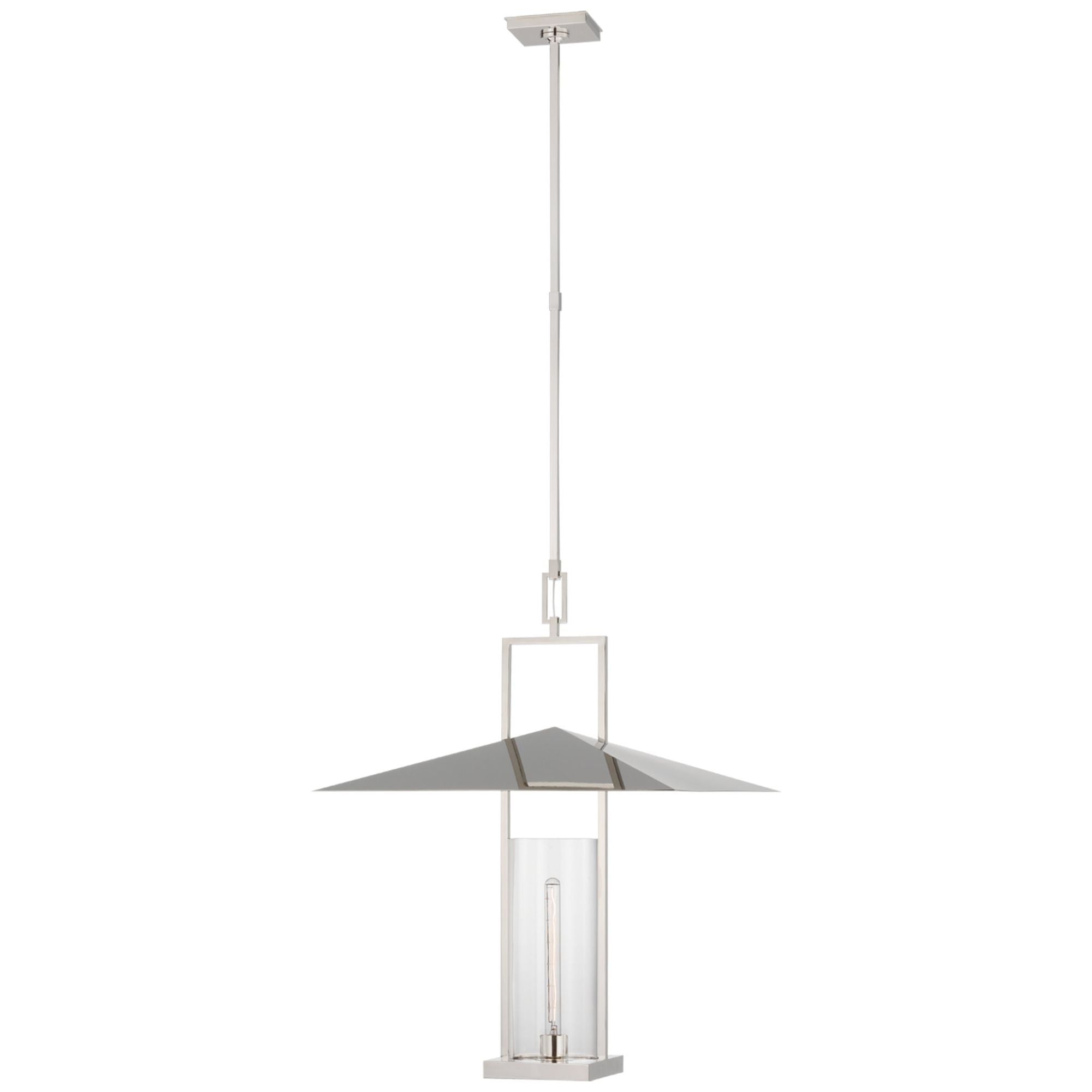 Ray Booth Amity 23" Lantern in Polished Nickel with Clear Glass Ceiling Light W23"