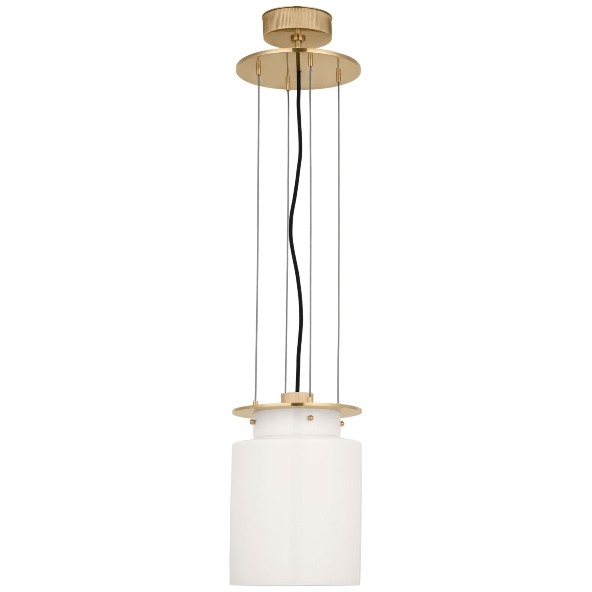 Ray Booth Elias 9" Floating Pendant in Antique-Burnished Brass with White Glass Ceiling Light W9"