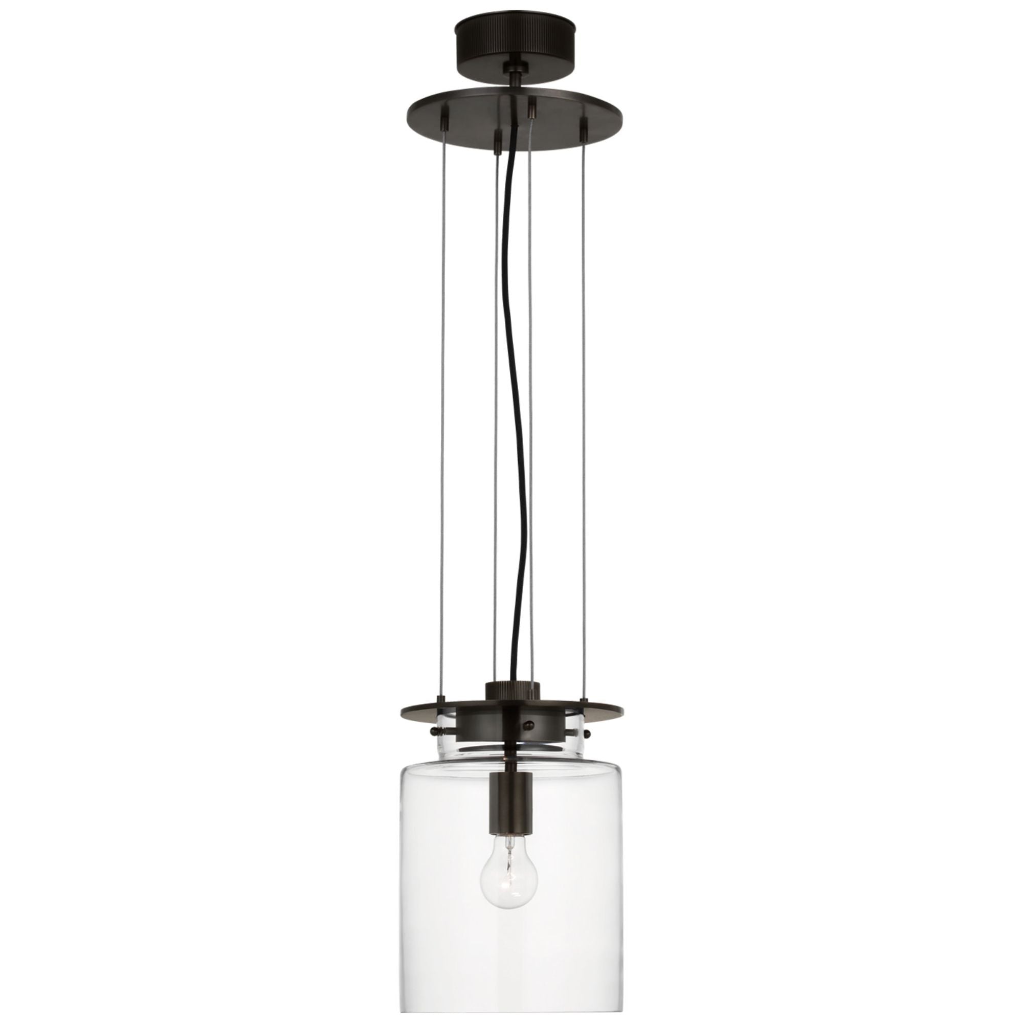 Ray Booth Elias 9" Floating Pendant in Bronze with Clear Glass Ceiling Light W9"