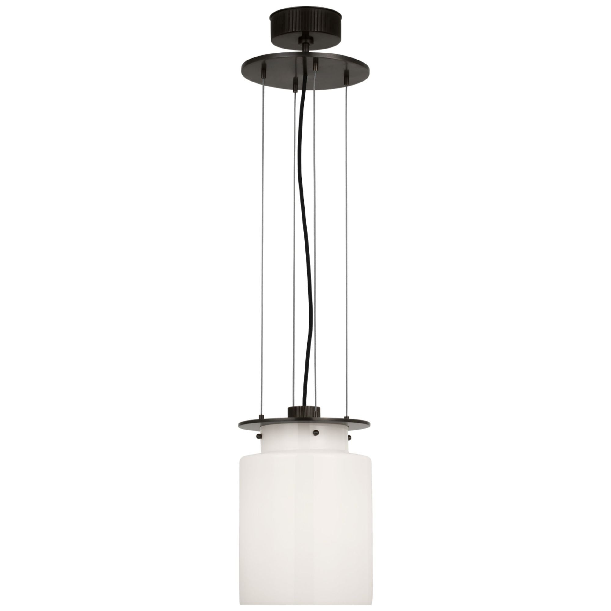 Ray Booth Elias 9" Floating Pendant in Bronze with White Glass Ceiling Light W9"